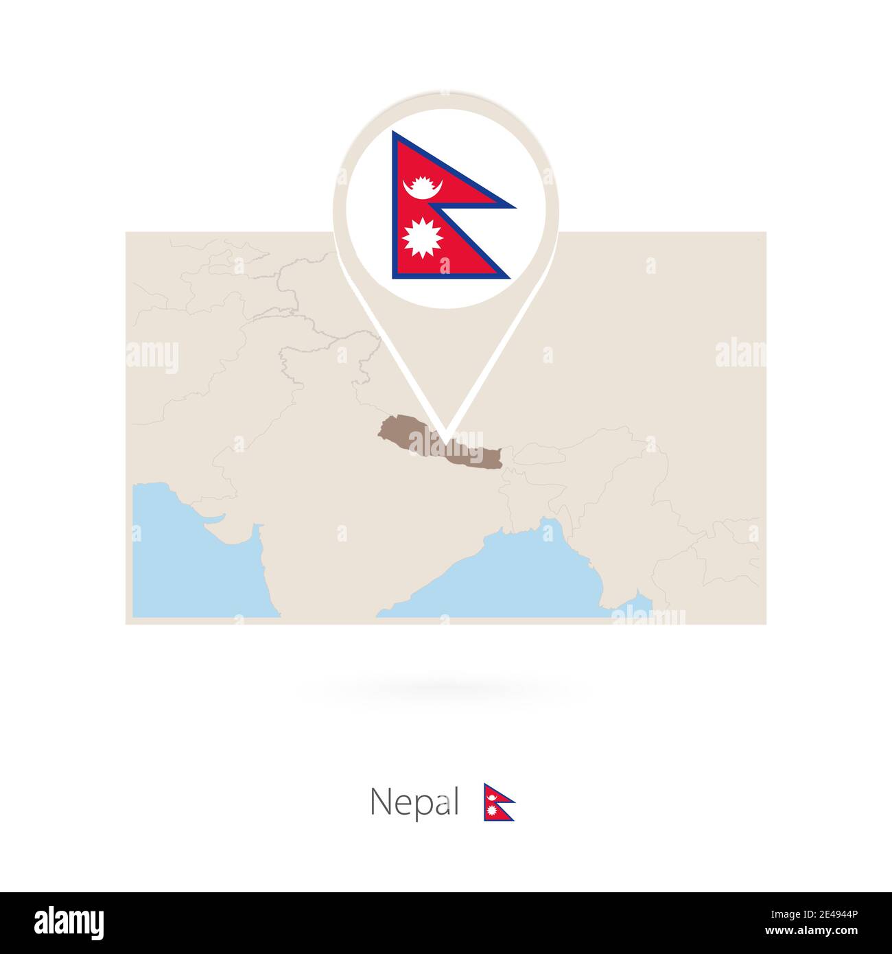 Rectangular map of Nepal with pin icon of Nepal Stock Vector Image & Art Alamy