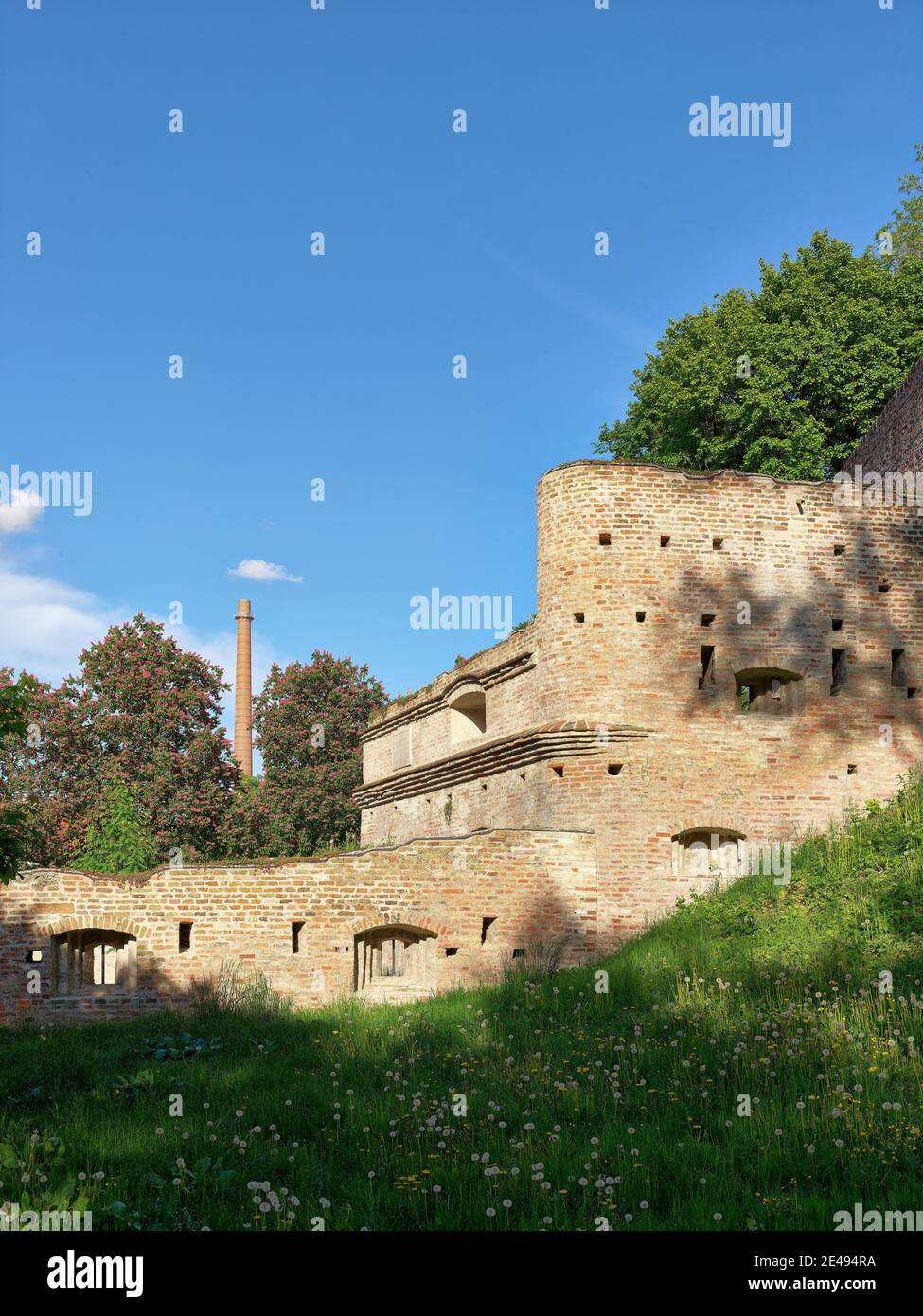 Bastion, citations, defense system, city wall, clinker wall, brick wall, city moat, fortification, historical old town, historical, old town, monument, monument site, listed, place of interest Stock Photo