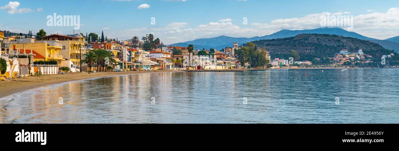 Panoramic photo of Tolo, Greece Stock Photo