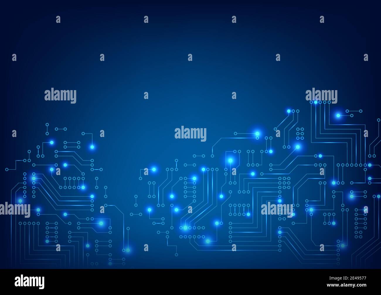 Abstract futuristic circuit board on dark blue background. Digital ...