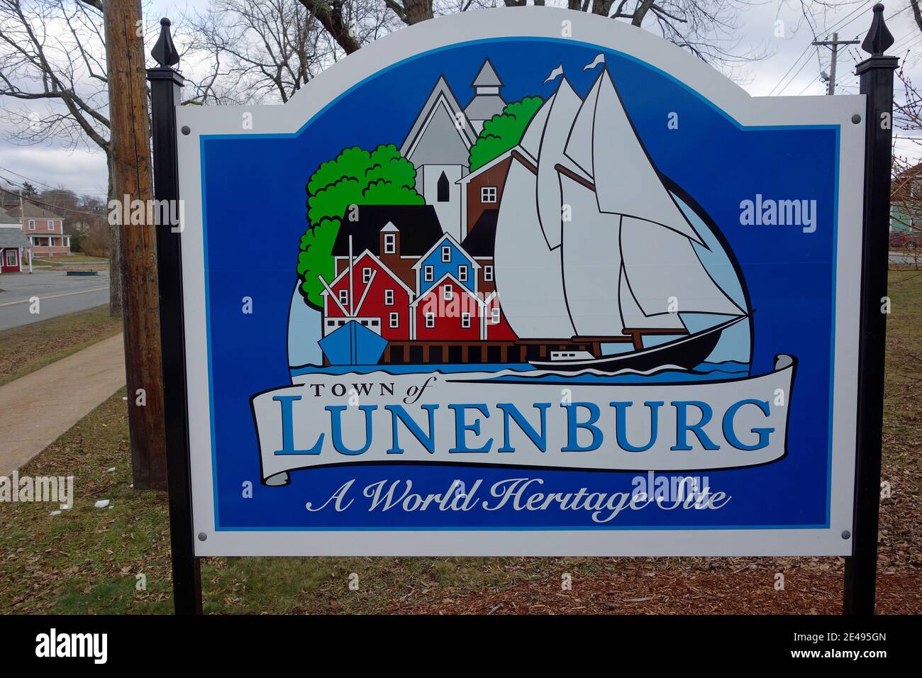 Town of Lunenburg sign, lunenburg, Nova Scotia, Canada Stock Photo