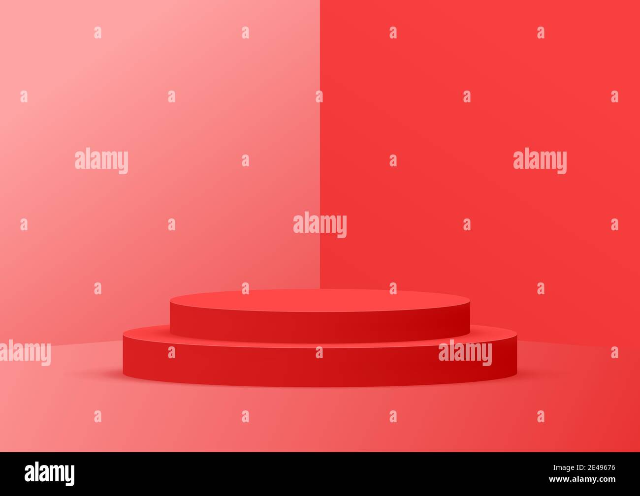 Empty podium studio red background for product display with copy space ...