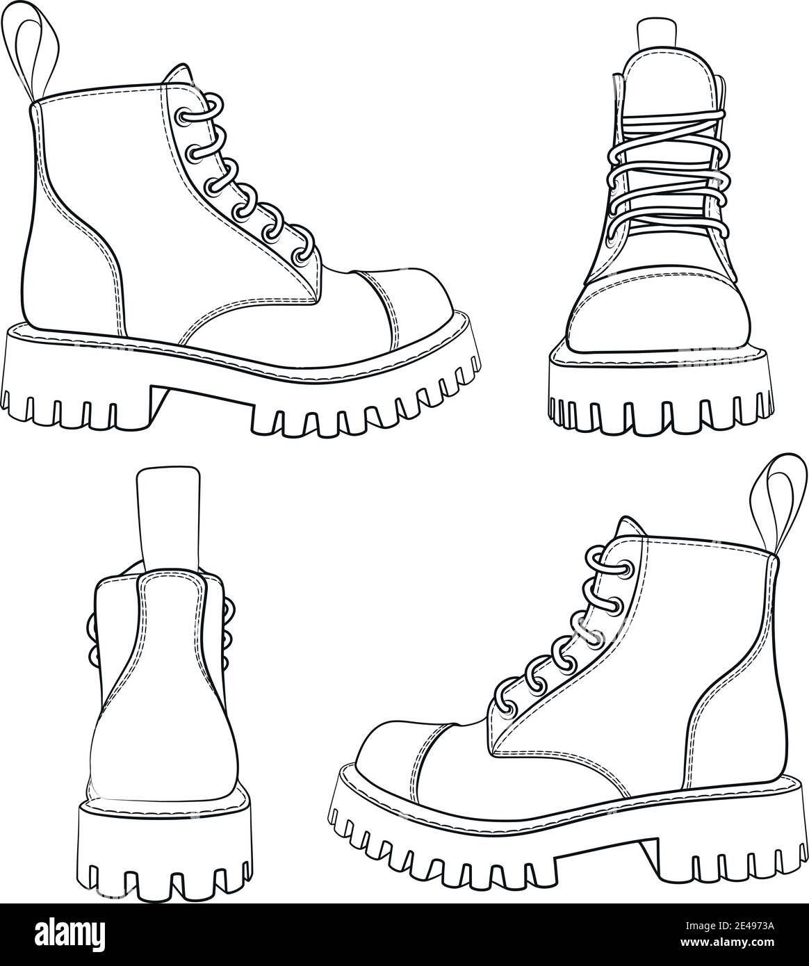 Vector set of drawings with boots. Isolated objects on a white background  Stock Vector Image & Art - Alamy