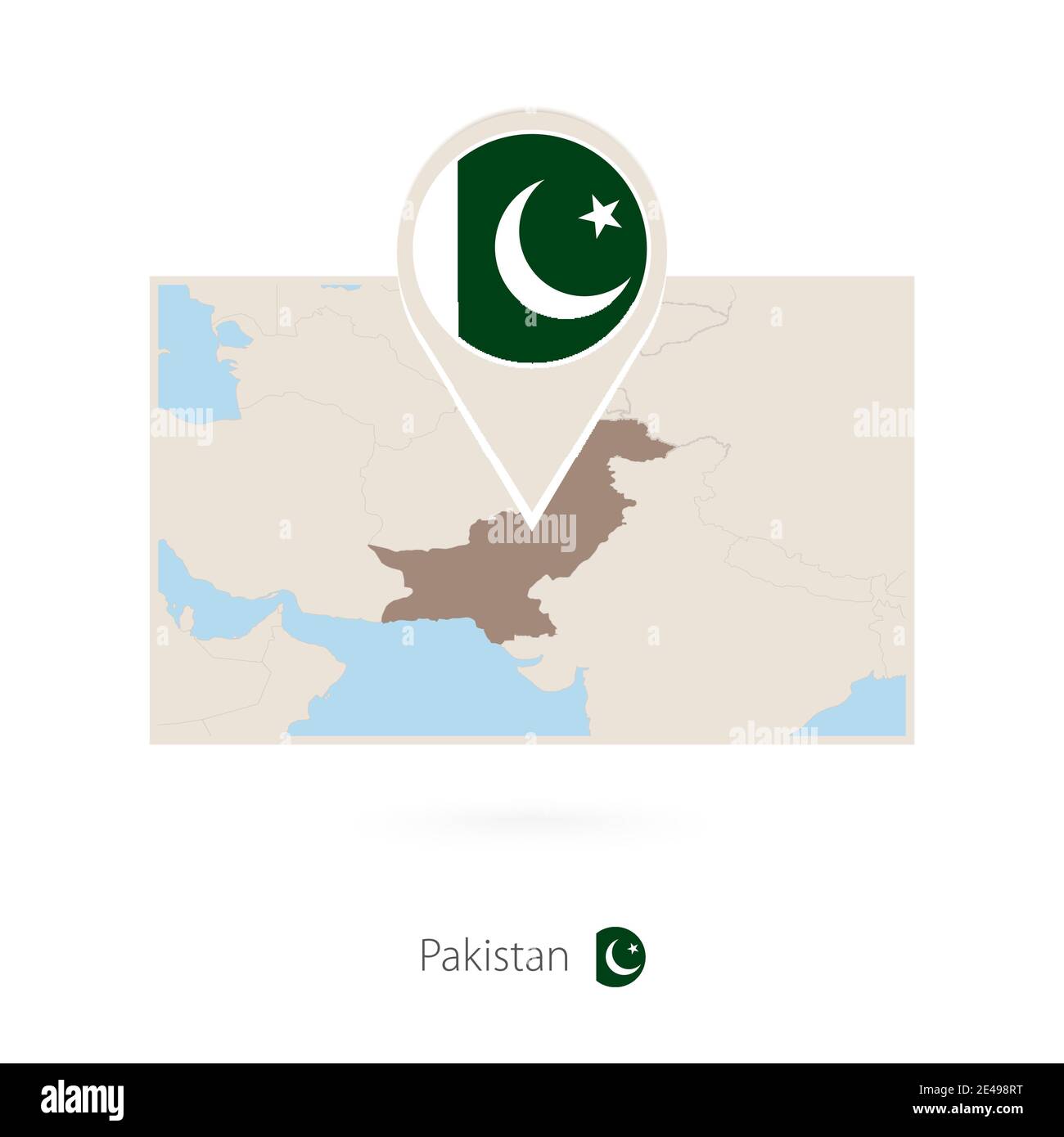 Rectangular map of Pakistan with pin icon of Pakistan Stock Vector ...