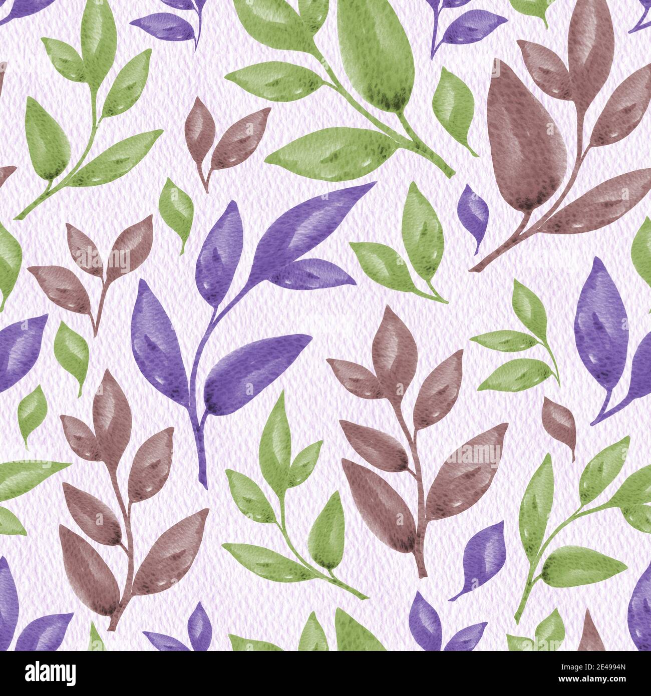 Vintage green and purple leaves seamless pattern Stock Photo - Alamy