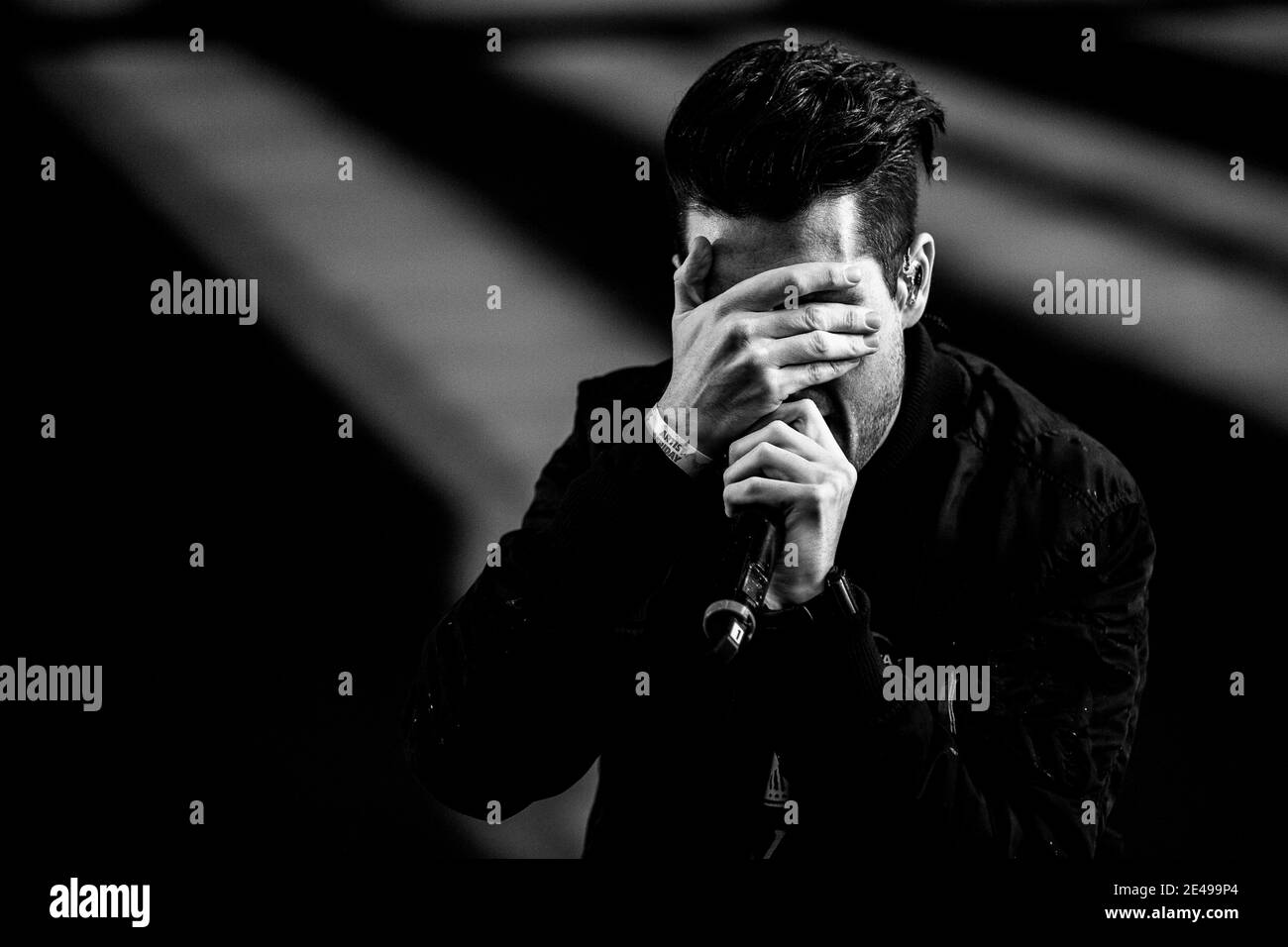 Aarhus, Denmark. 09th, June 2017. The English synth pop band Bastille performs a live concert during the Danish music festival Northside 2017 in Aarhus. Here lead singer Dan Smith is seen live on stage. (Photo credit: Gonzales Photo - Lasse Lagoni). Stock Photo