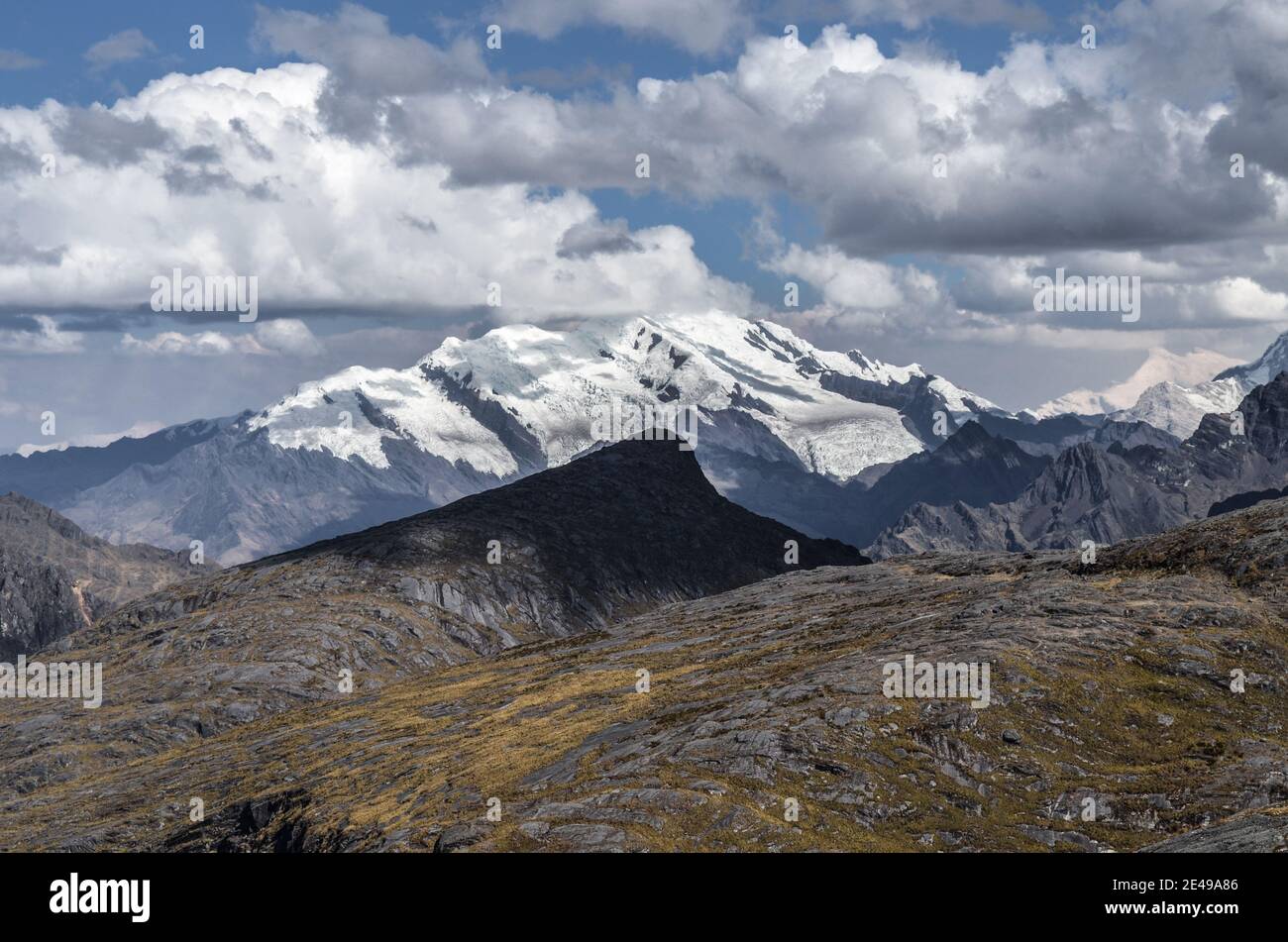 Mountains of Cordillera Blanca, Huascaran National Park, Ancash, Peru. Stock Photo