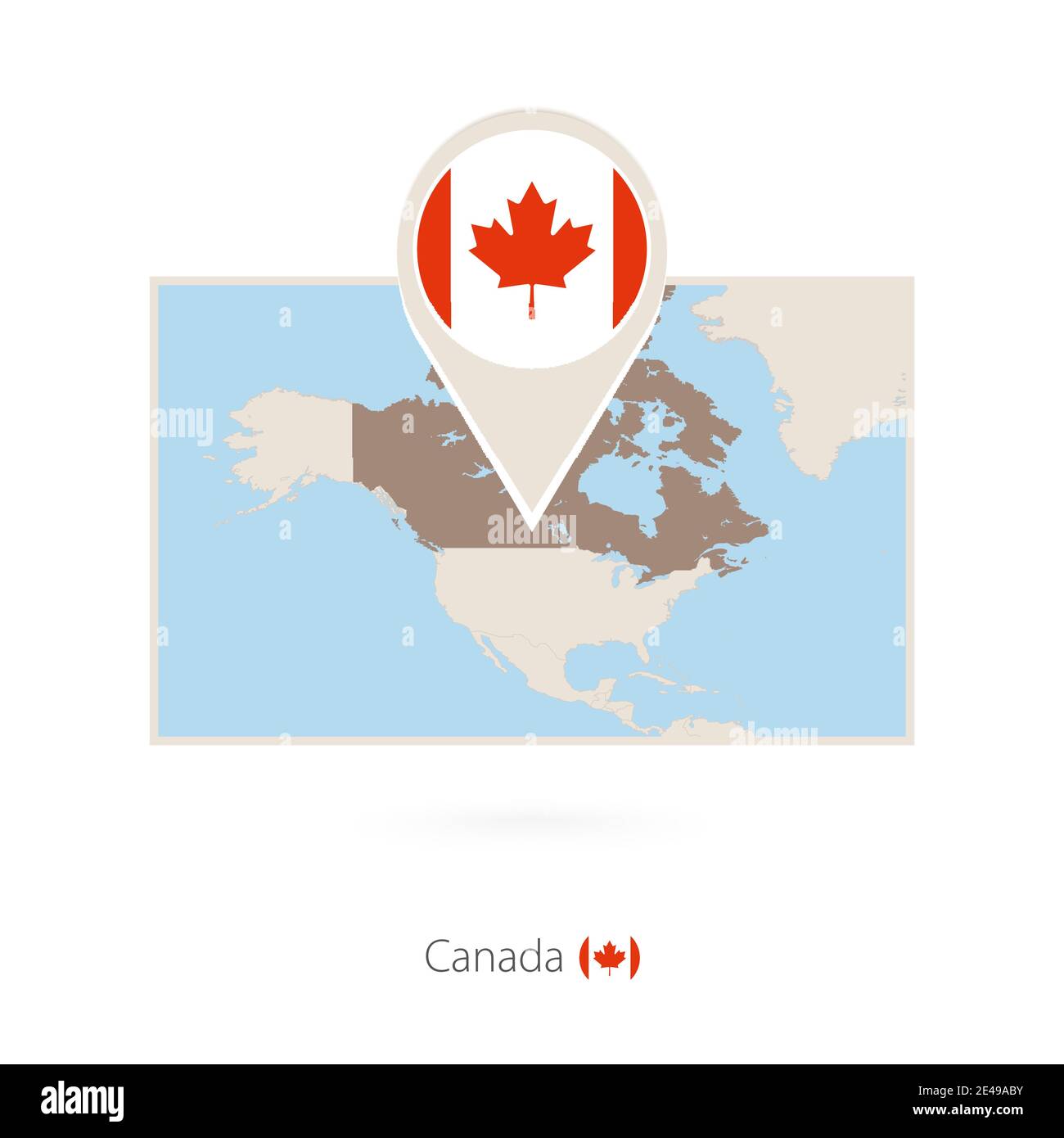 Rectangular map of Canada with pin icon of Canada Stock Vector Image ...