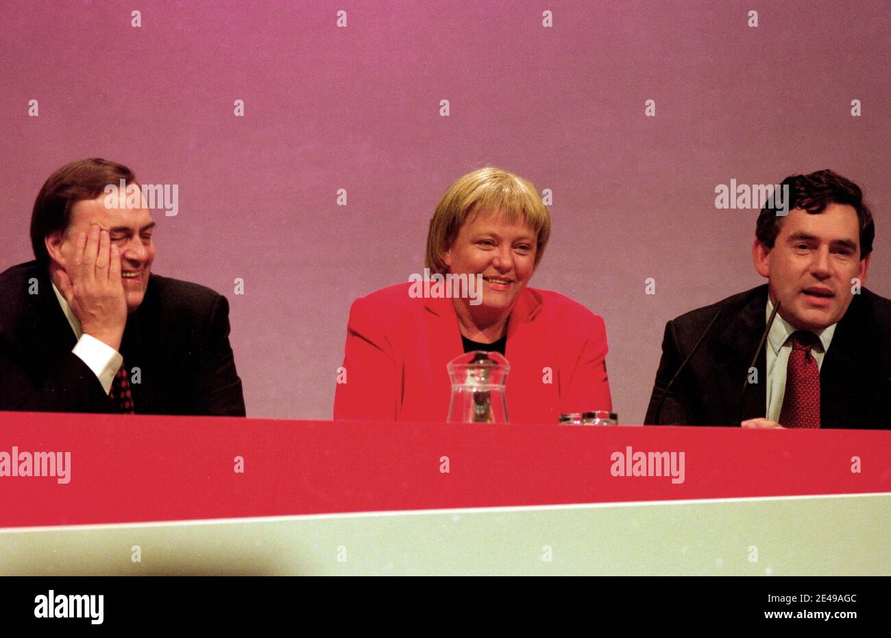 Labour Party Conference Brighton England UK October 1997 L-R: John Prescott, Mo Mowlam and Gordon Brown The first Labour Party Conference with Tony Blair as Prime Minister Stock Photo