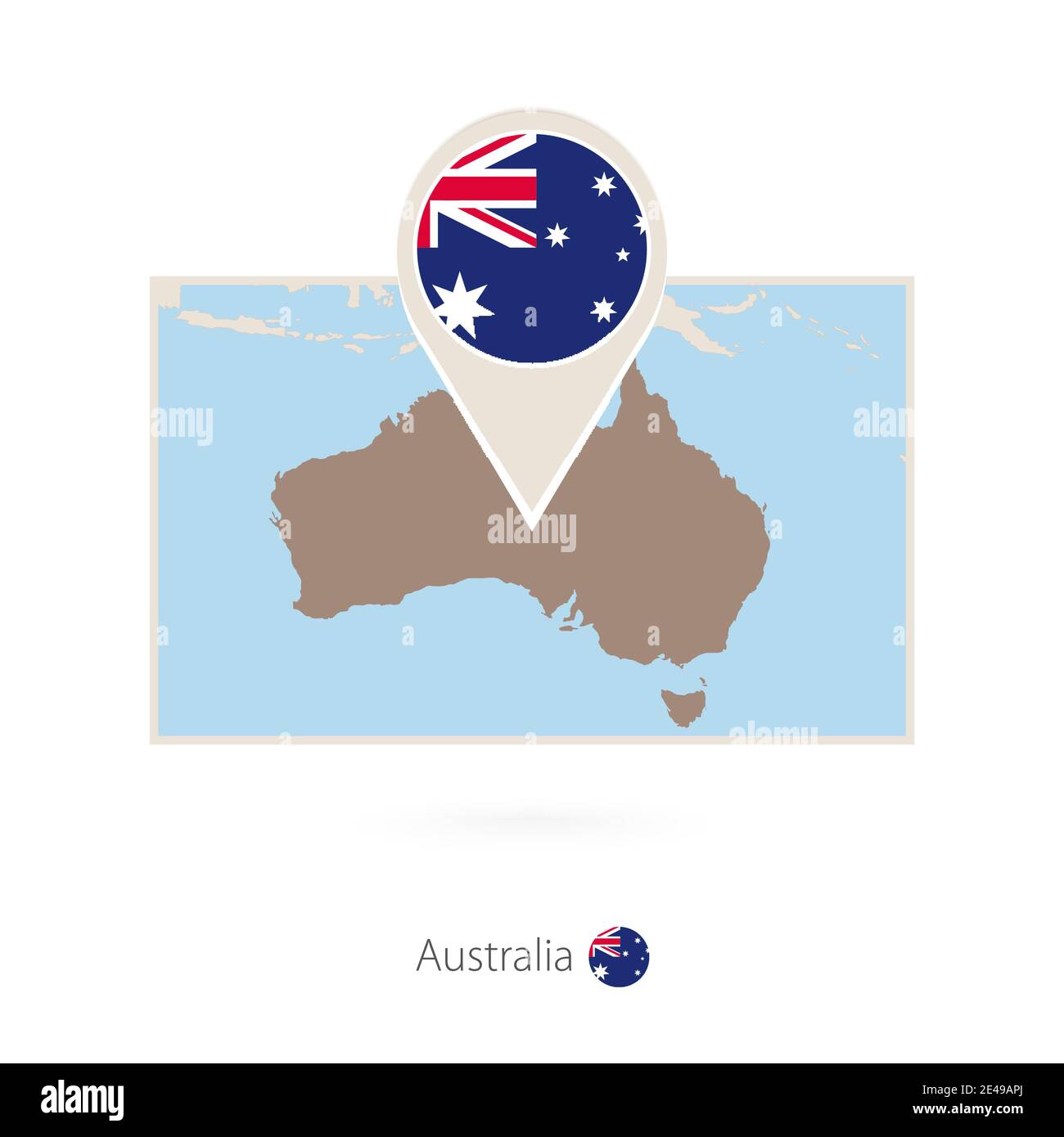 Rectangular map of Australia with pin icon of Australia Stock Vector ...