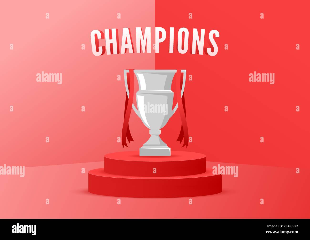 Champion trophy on stage with red background Stock Vector Image & Art -  Alamy