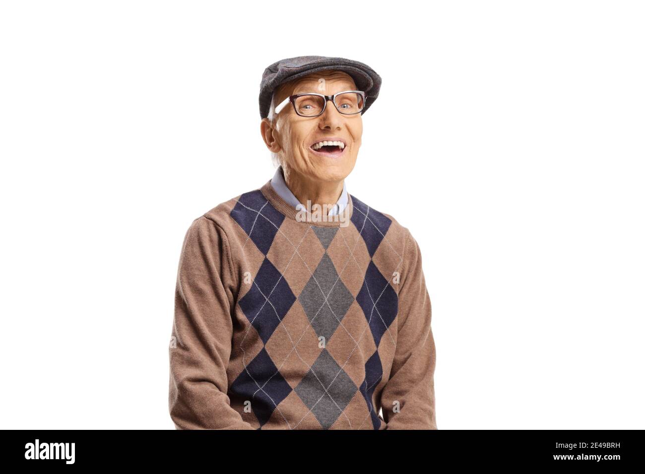Cheerful elderly gentleman smiling isolated on white background Stock Photo