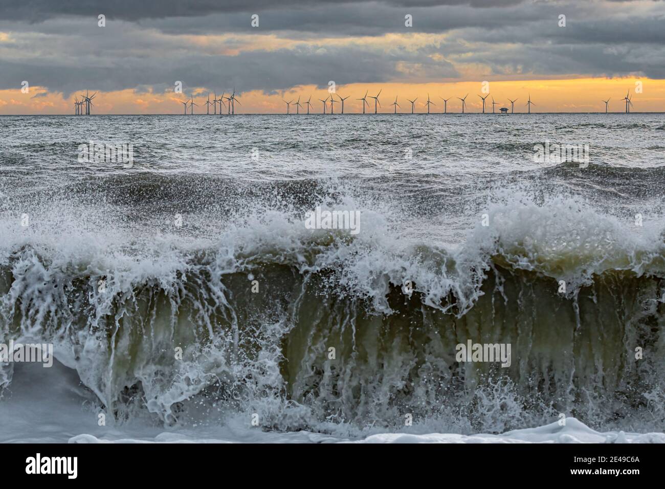 Scene at the Rampion offshore wind farm on the Sussex coast Stock Photo ...