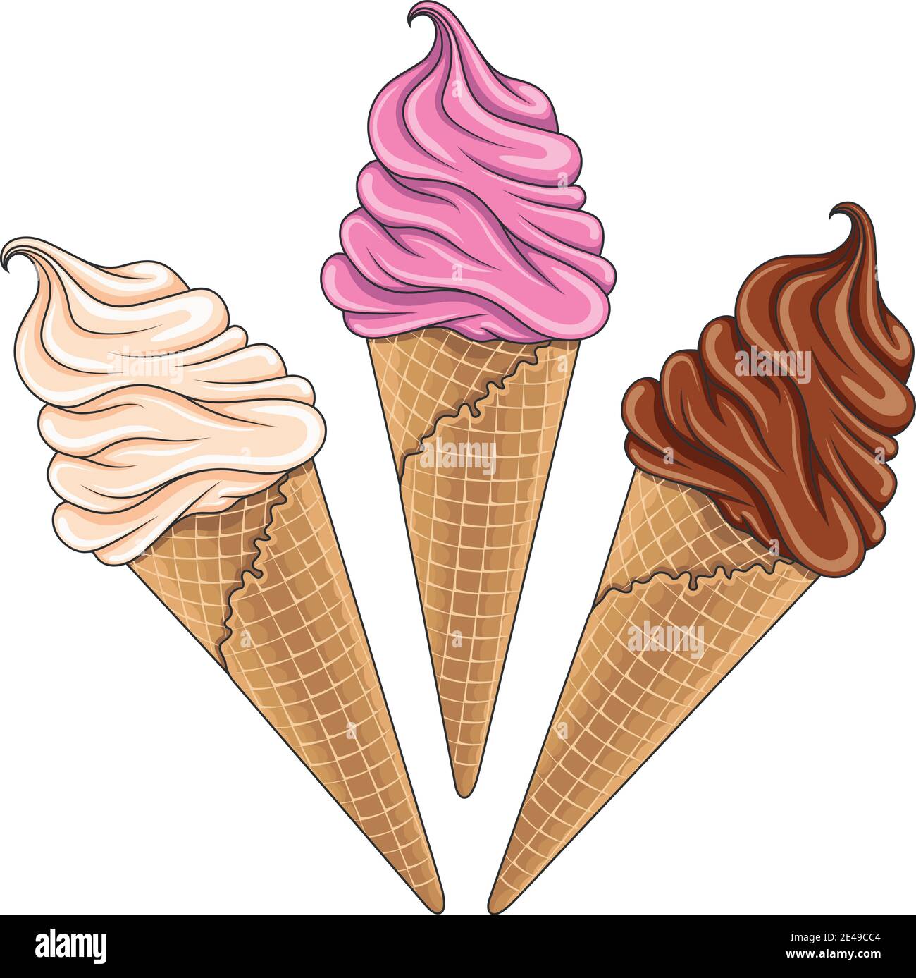 Set of tasty ice cream color. Vector illustration. Isolated objects on a  white background Stock Vector Image & Art - Alamy