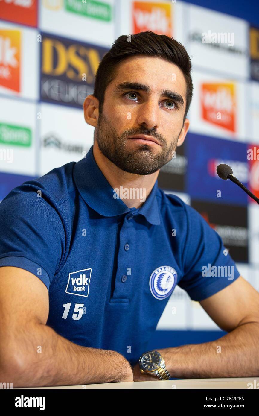 Gent's Milad Mohammadi pictured during a press conference of Belgian soccer team KAA Gent, Friday 22 January 2021 in Gent, ahead of day 21 of the 'Jup Stock Photo
