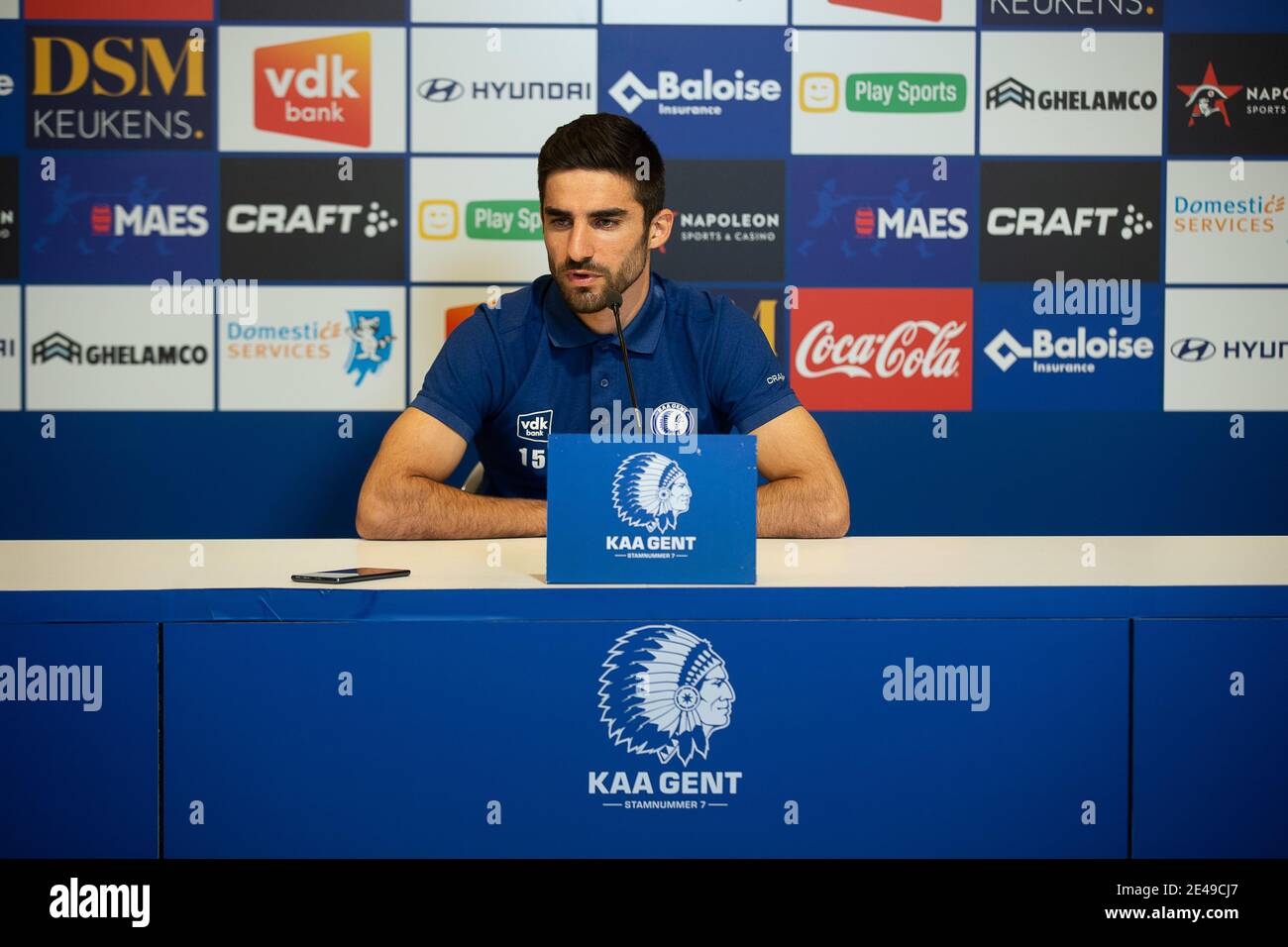 Gent's Milad Mohammadi pictured during a press conference of Belgian soccer team KAA Gent, Friday 22 January 2021 in Gent, ahead of day 21 of the 'Jup Stock Photo