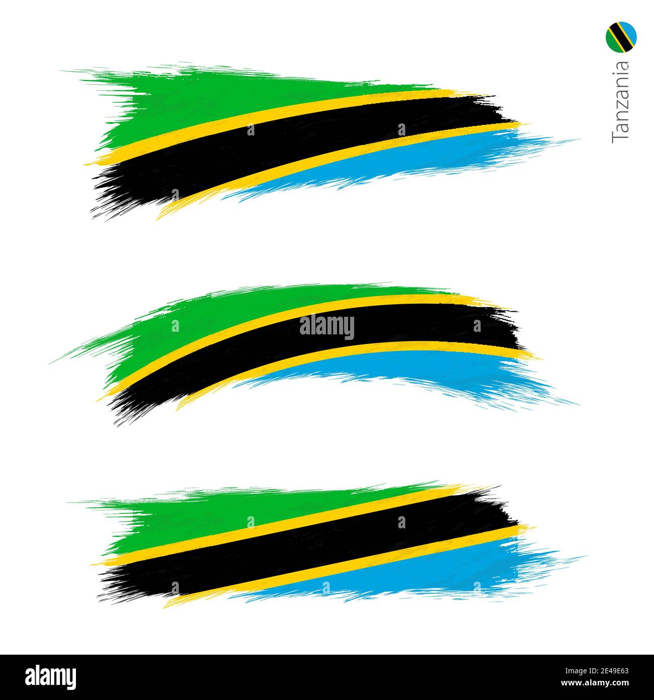Set of 3 grunge textured flag of Tanzania, three versions of national ...