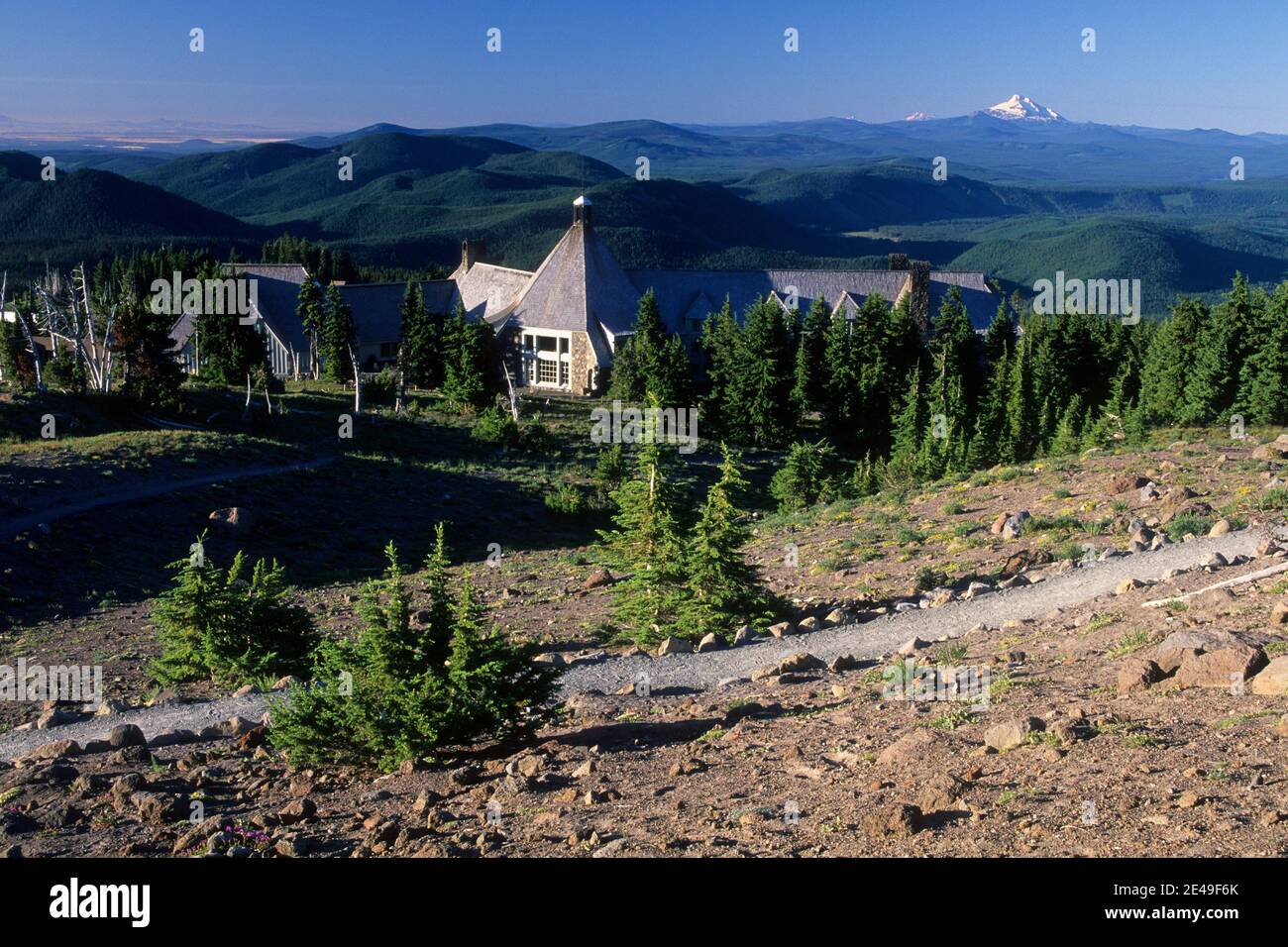 Timberline Lodge with Mt Jefferson, Mt Hood National Forest, Oregon ...