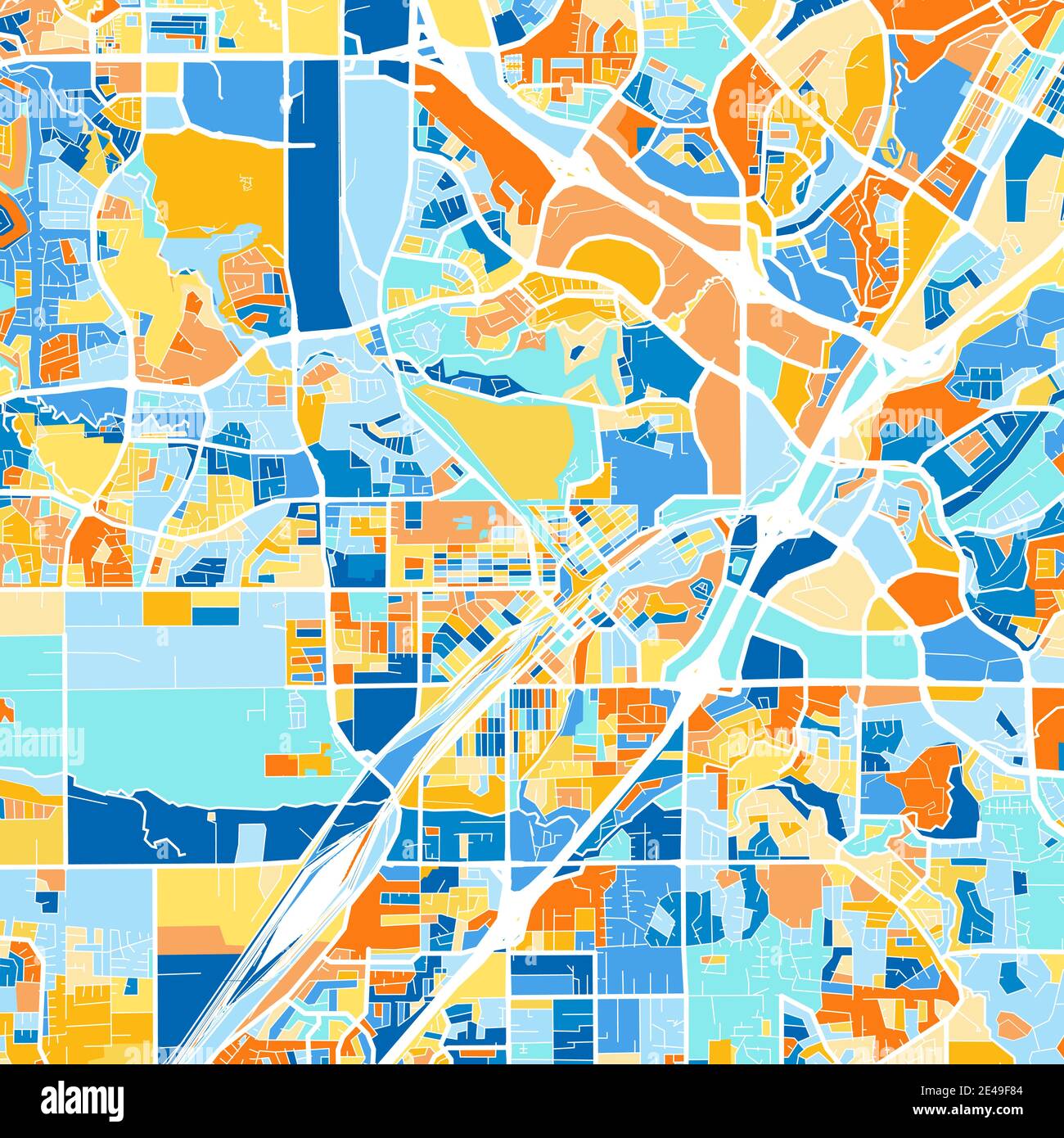 Color art map of Stamford, Connecticut, UnitedStates in blues and oranges.  The color gradations in Stamford map follow a random pattern Stock Vector  Image & Art - Alamy