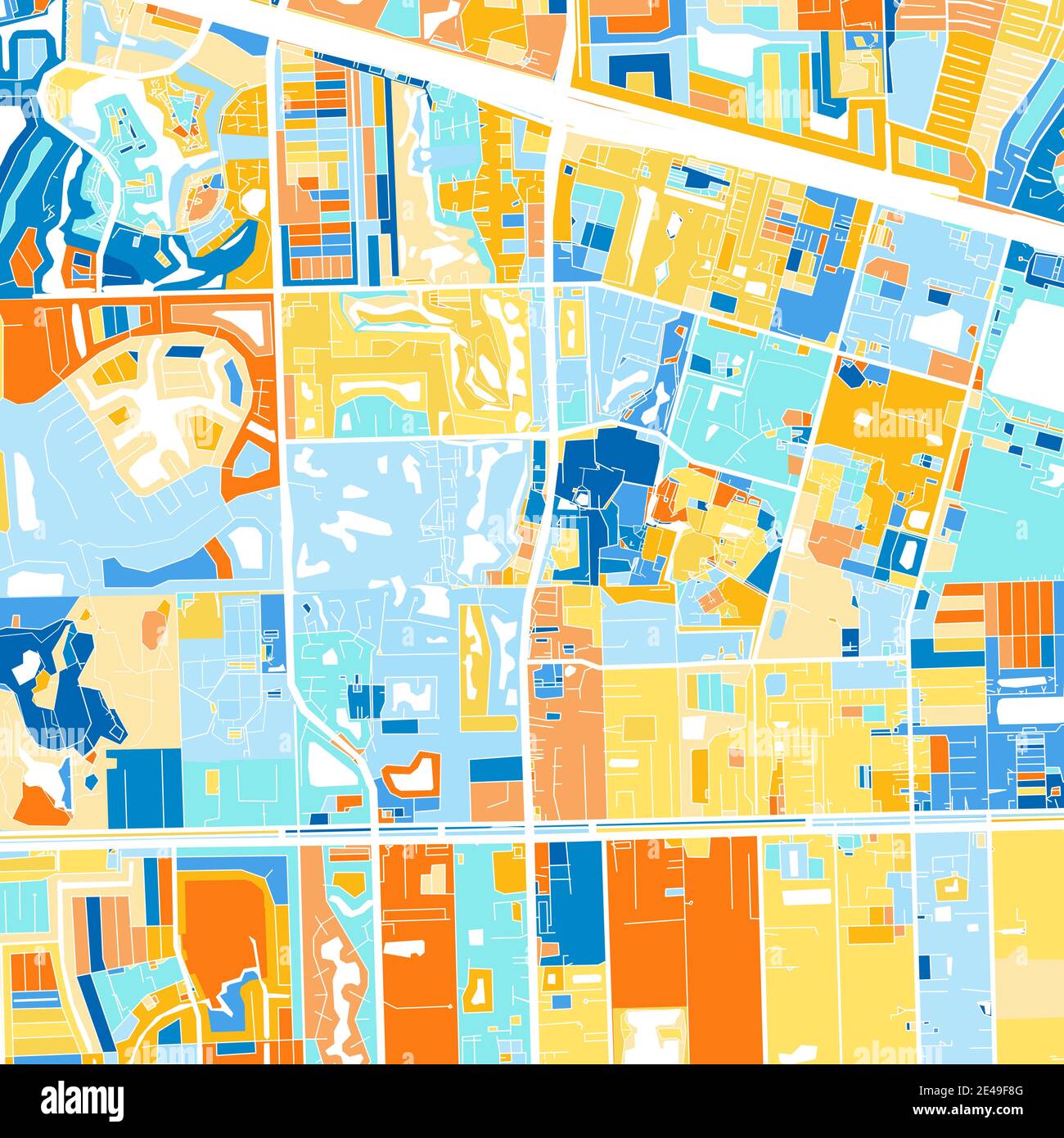 Map Of Area In Davie Florida - Color Art Map Of Davie Florida Unitedstates In Blues And Oranges The Color Gradations In Davie Map Follow A Random Pattern 2E49F8G