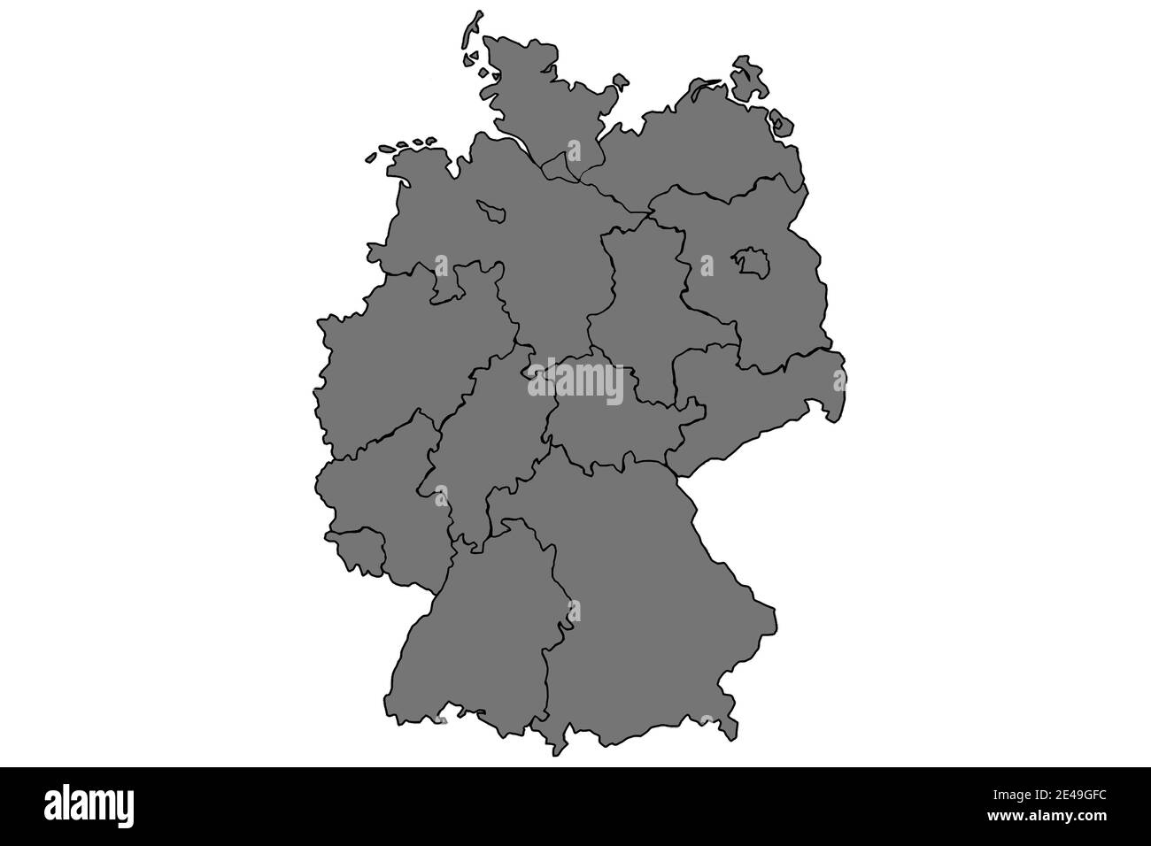 Germany map and federal states map vector gray Stock Photo
