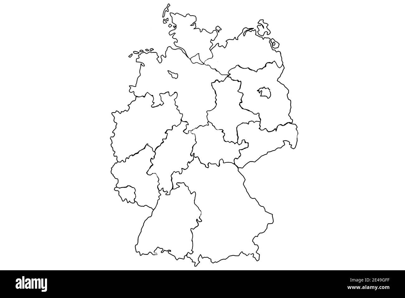 Germany map and federal states map vector transparent Stock Photo