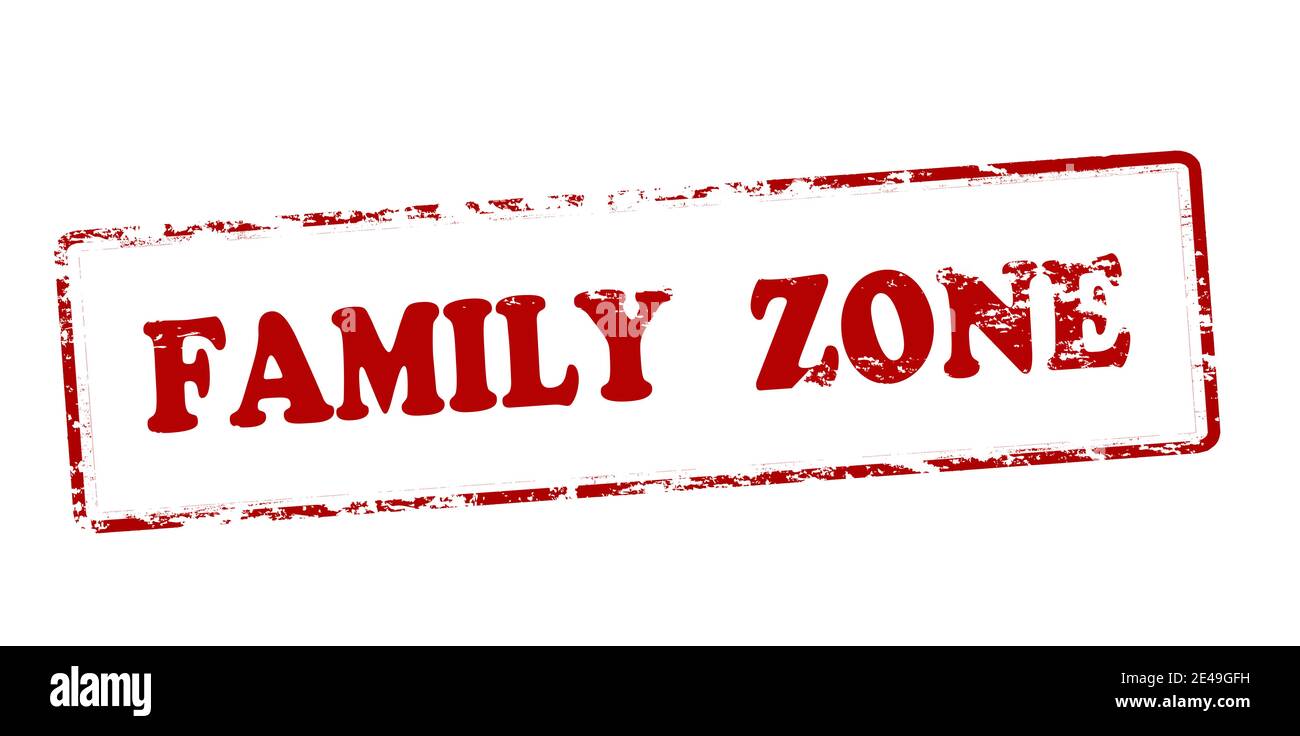 Rubber stamp with text family zone inside, vector illustration Stock