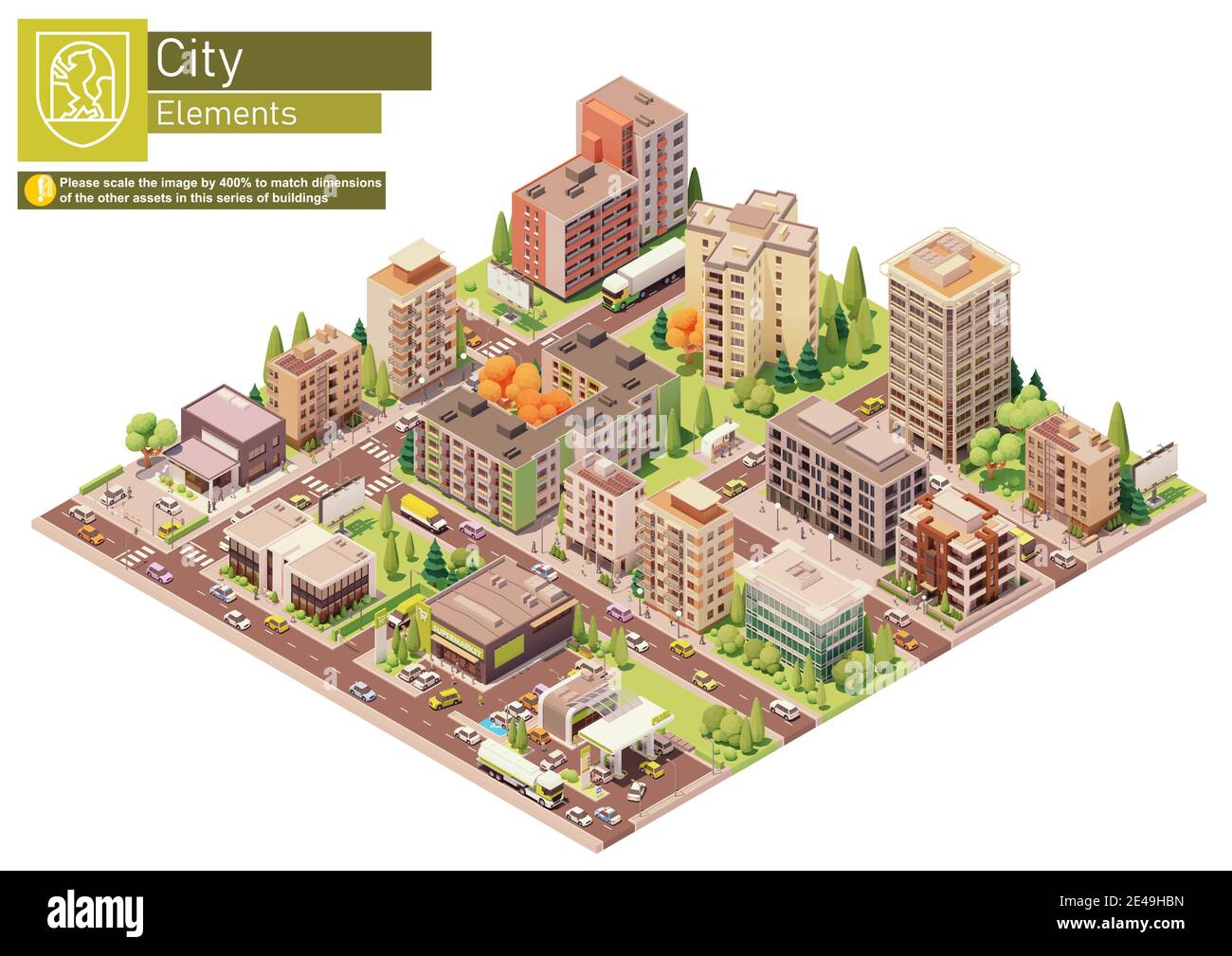 Vector isometric city block with supermarket Stock Vector Image & Art ...