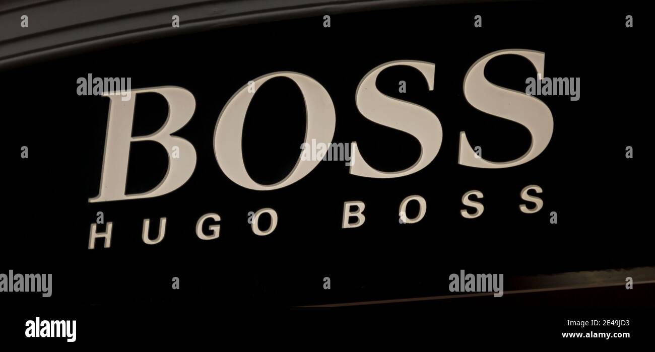 Copenhagen, - 12 Dec 2020: The Logo of the Hugo Boss in Copenhagen Stock - Alamy