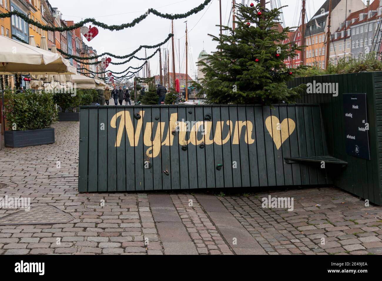 Copenhagen, Denmark - 12 Dec 2020: The Logo of the Nyhavn in Copenhagen Stock Photo