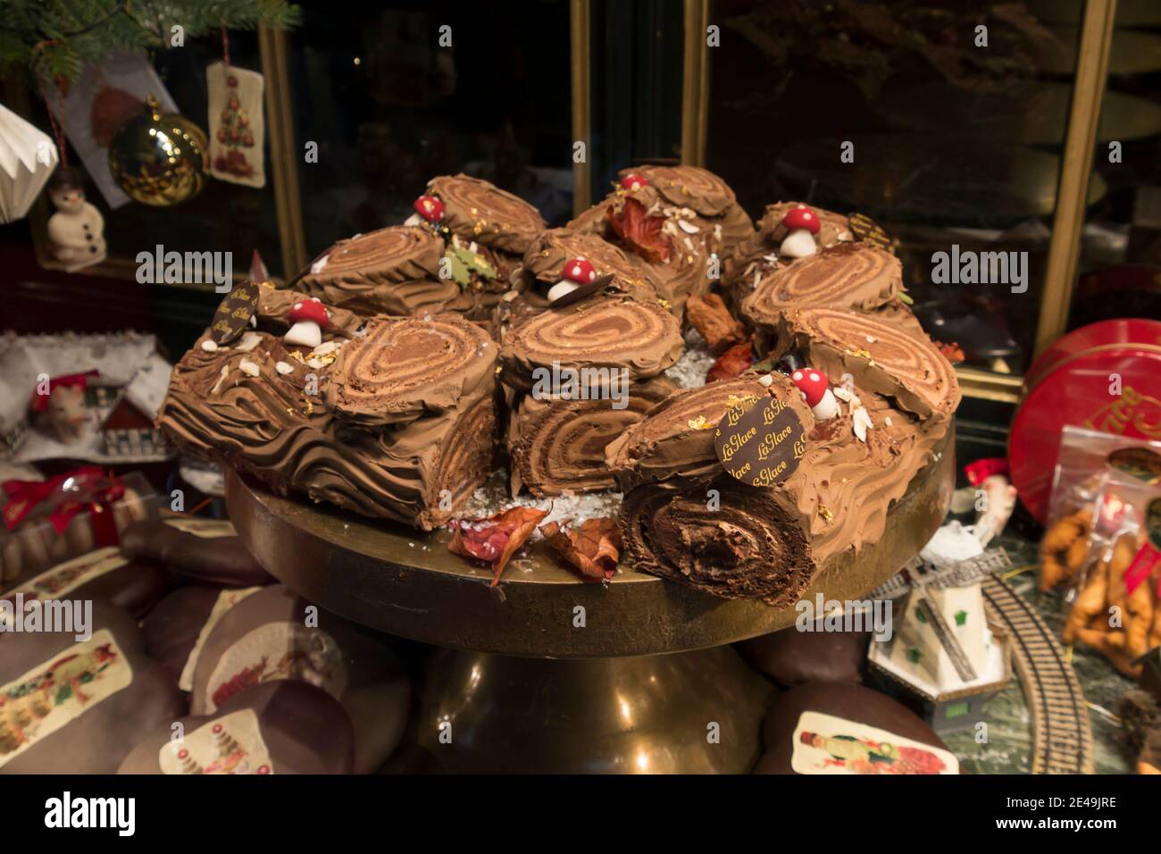 Copenhagen, Denmark - 12 Dec 2020: Variety of cakes from the famous La Glace in Copenhagen Stock Photo