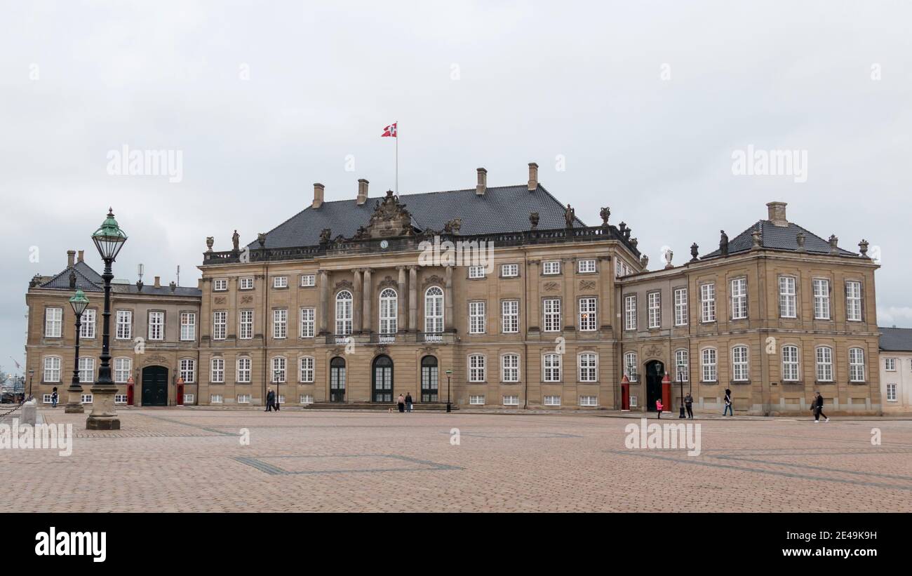 Amalienborg Palace -  home of the royal family in Copenhagen Stock Photo