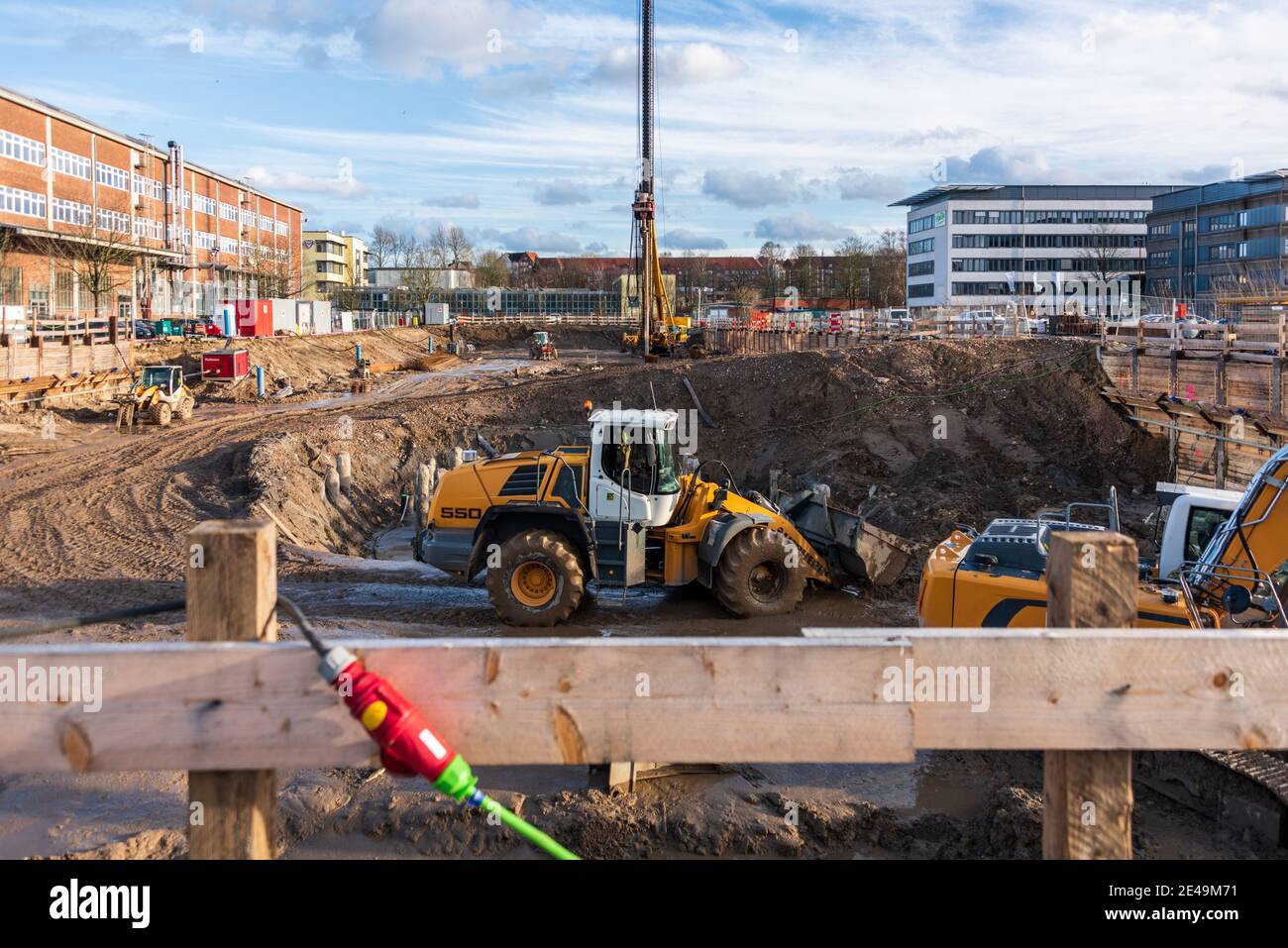 Großbaustelle im Kieler Hörnareal im Hafen an der Hörn Stock Photo