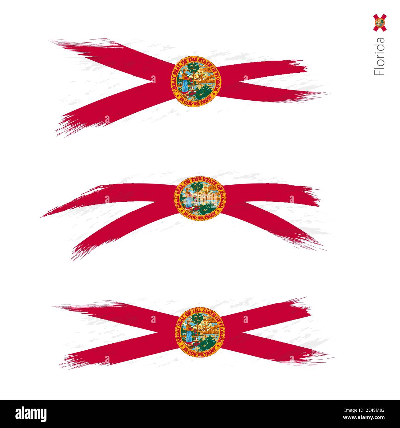 Set of 3 grunge textured flag of US State Florida, three versions of ...