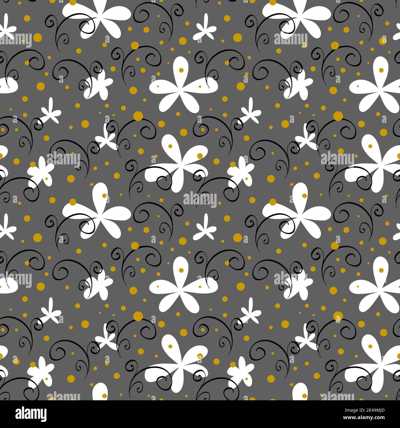 Abstract floral seamless pattern with white flowers. Simple fabric ...