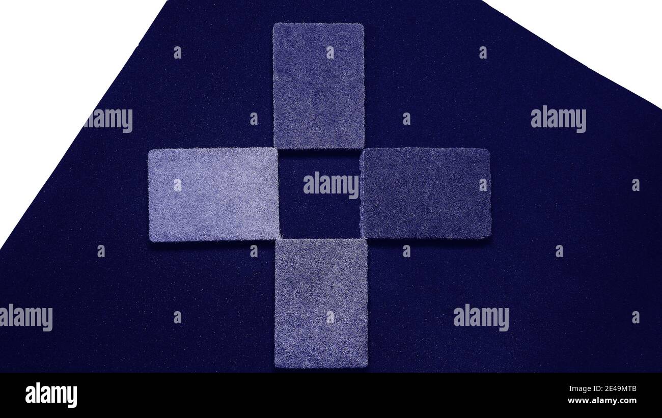 Background from cubes top view, rectangular cubes in blue shades. Cross from cubes. Shapes background Stock Photo