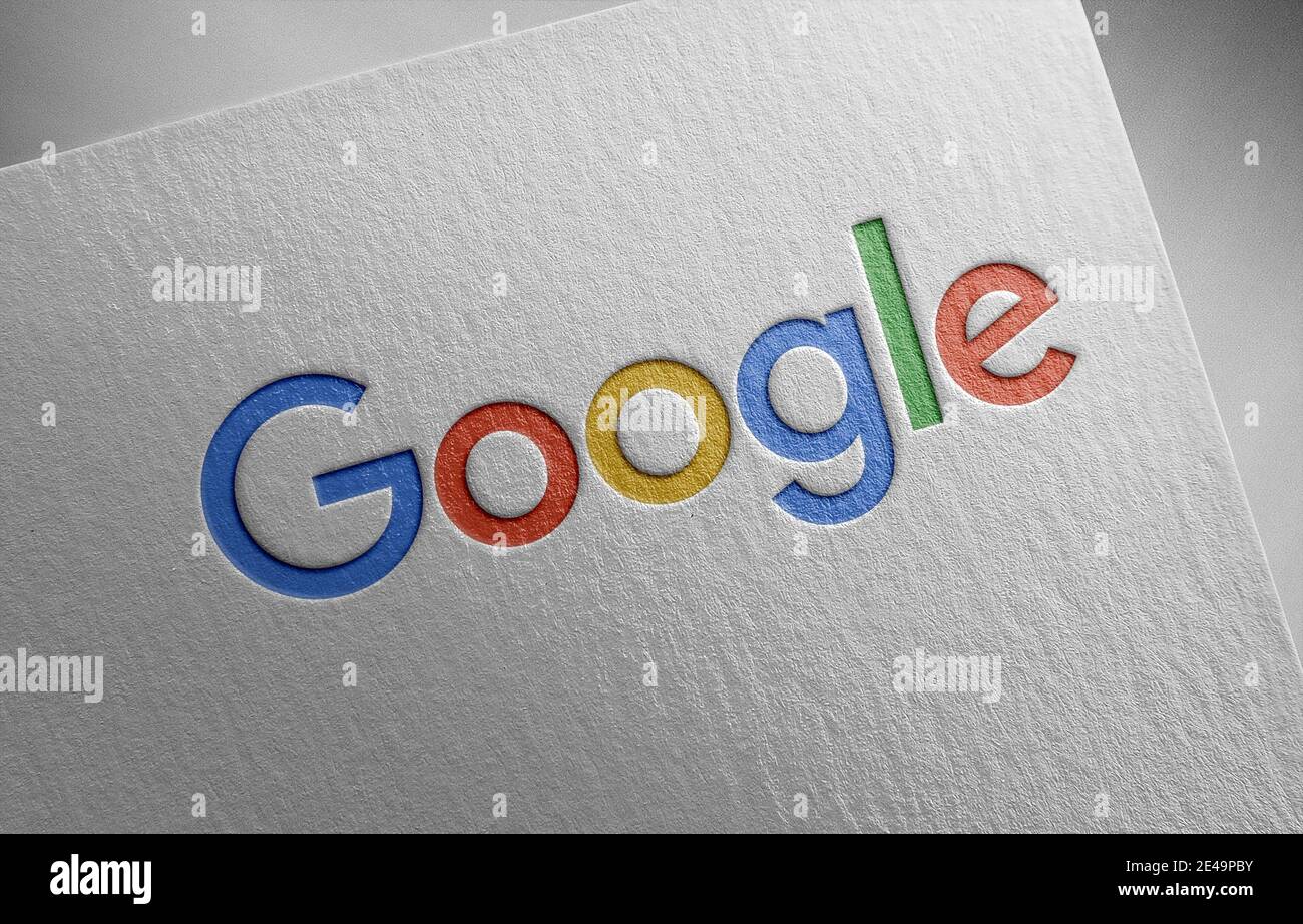 Google logo on paper texture Stock Photo