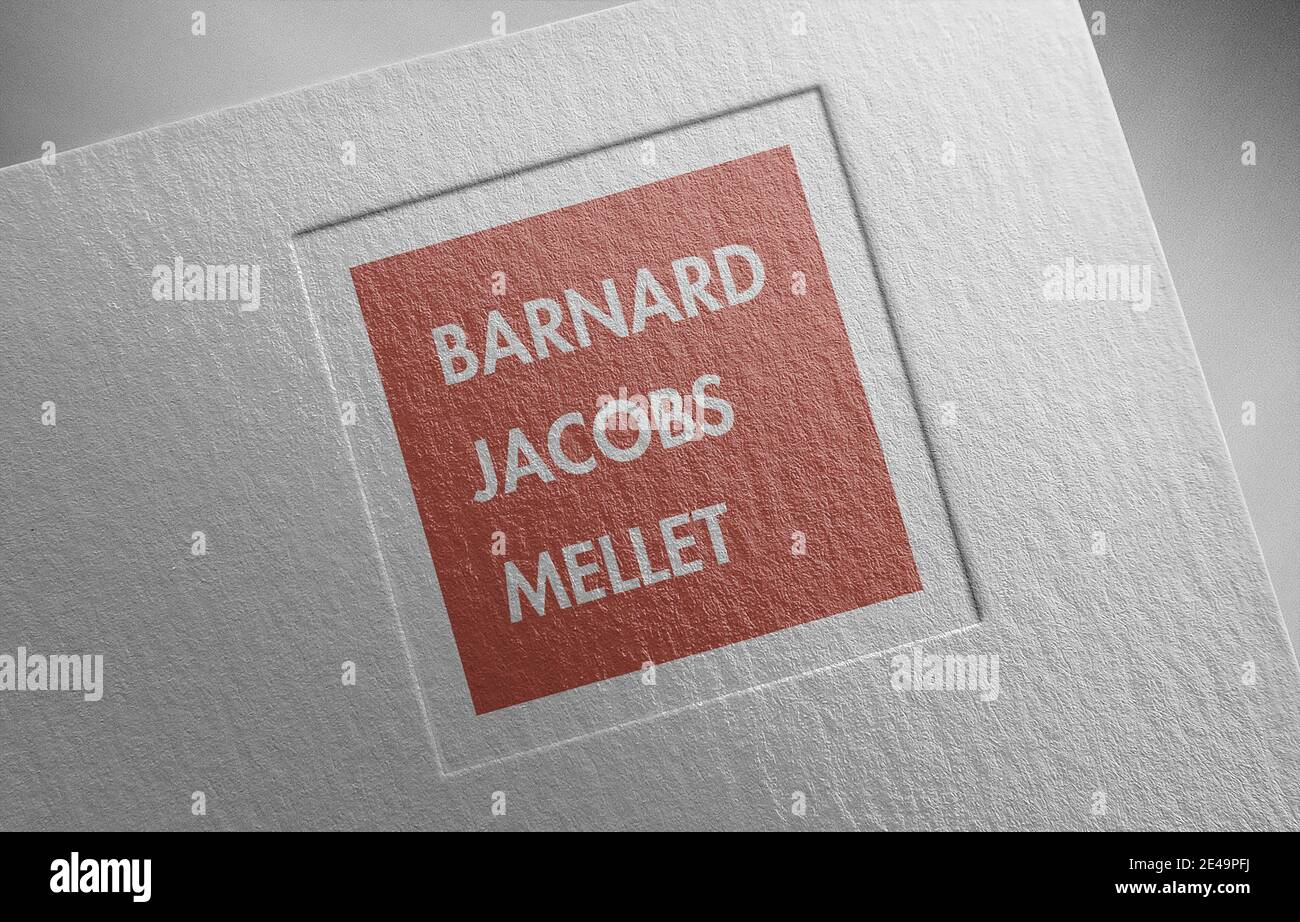 barnard jacobs mellet logo on paper Stock Photo