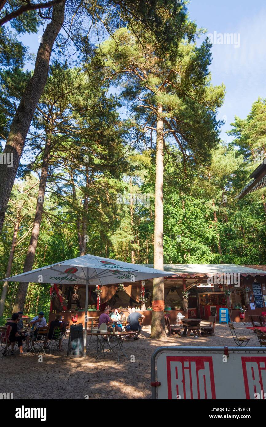 Dranske, open air restaurant at camping site Bakenberg, Ostsee (Baltic Sea), Rügen Island, Mecklenburg-Vorpommern / Mecklenburg-Western Pomerania, Germany Stock Photo