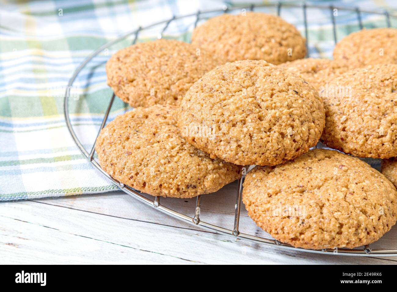 Fresh homemade hazelnut cookies. Stock Photo