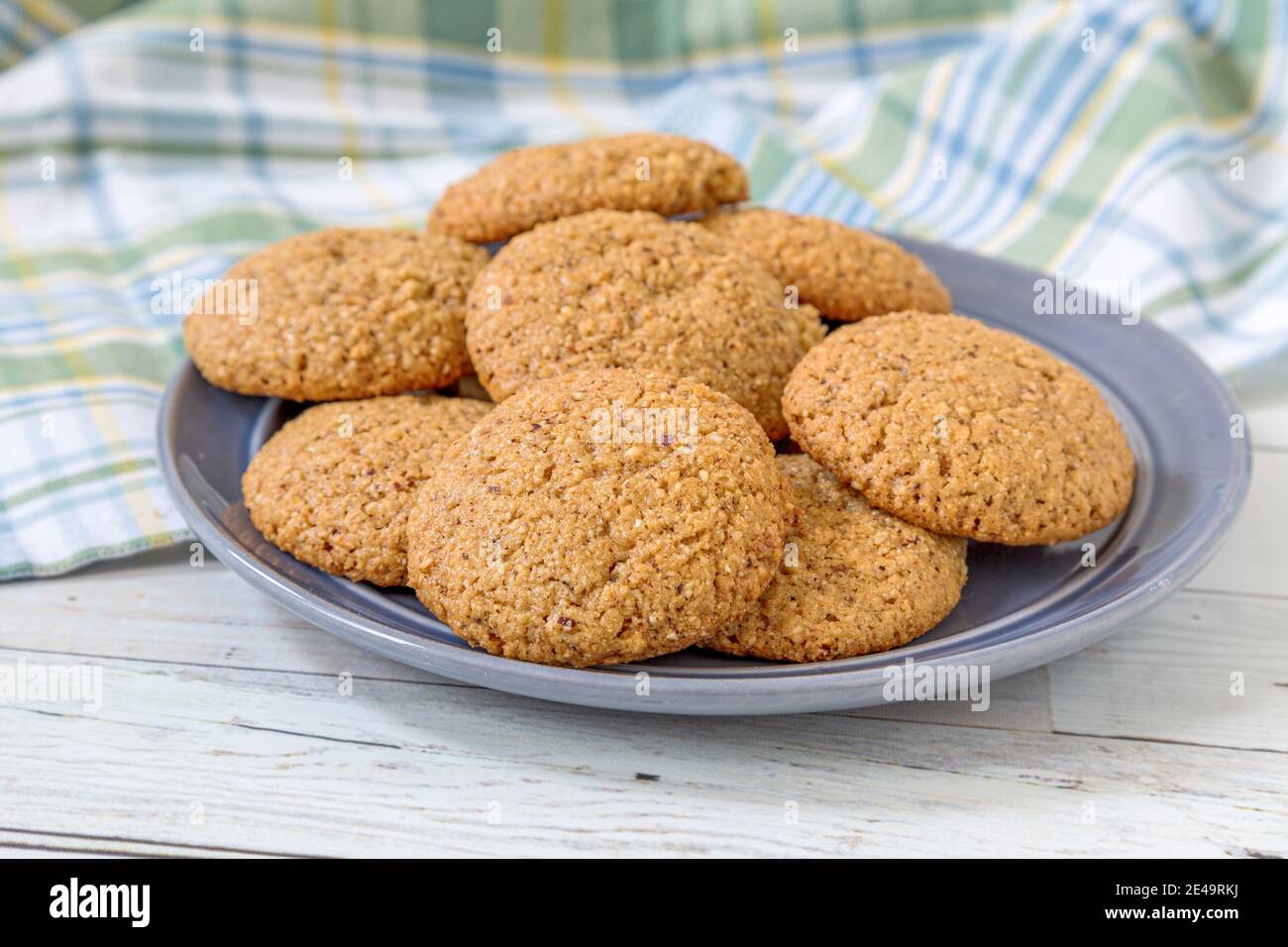 Fresh homemade hazelnut cookies. Stock Photo
