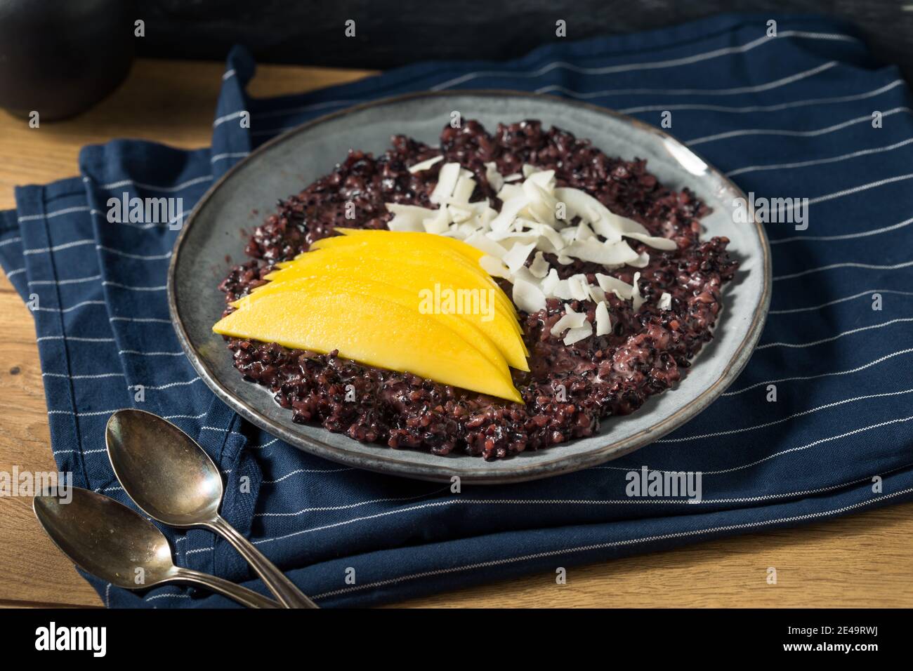 Homemade Purple Mango Sticky Rice with Coconut Milk Stock Photo Alamy