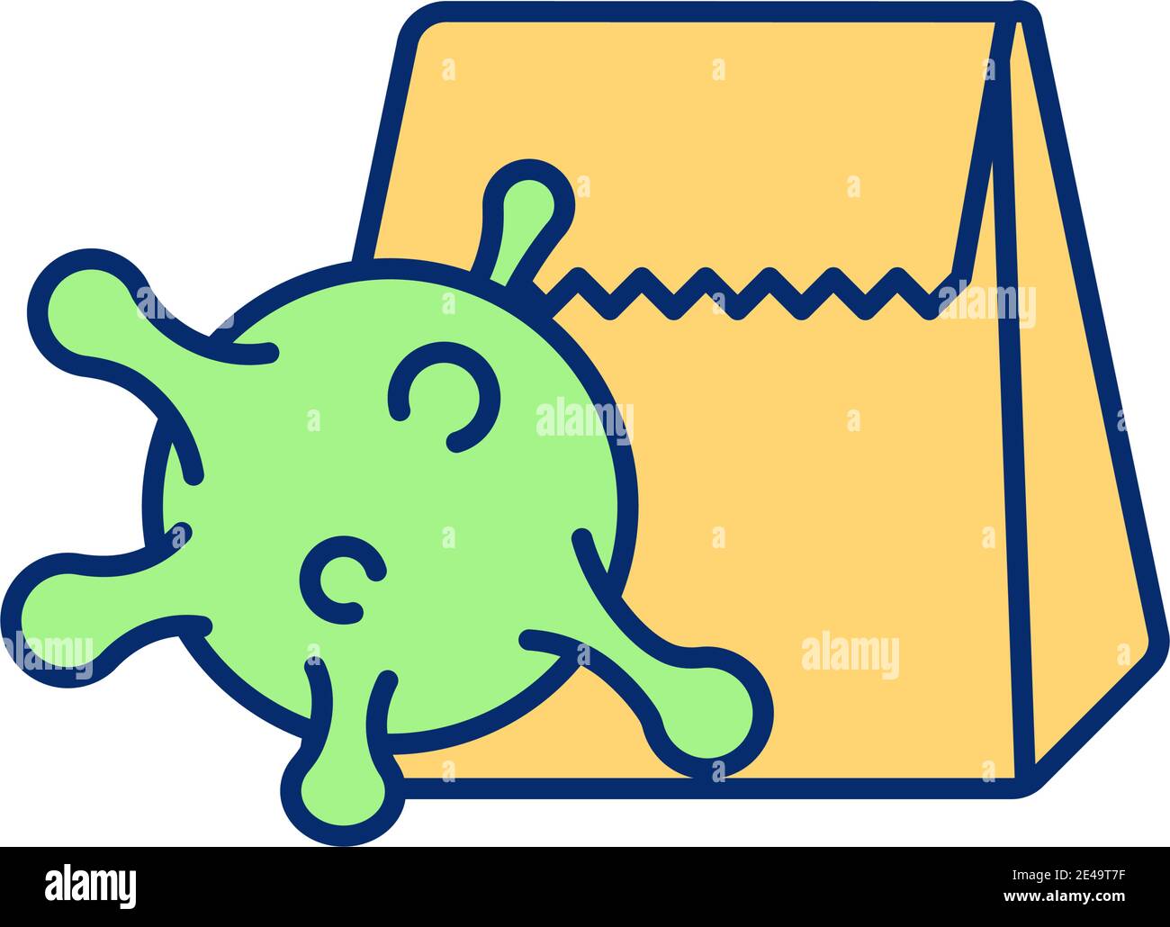 Bacterial infection spread in food package RGB color icon Stock Vector ...