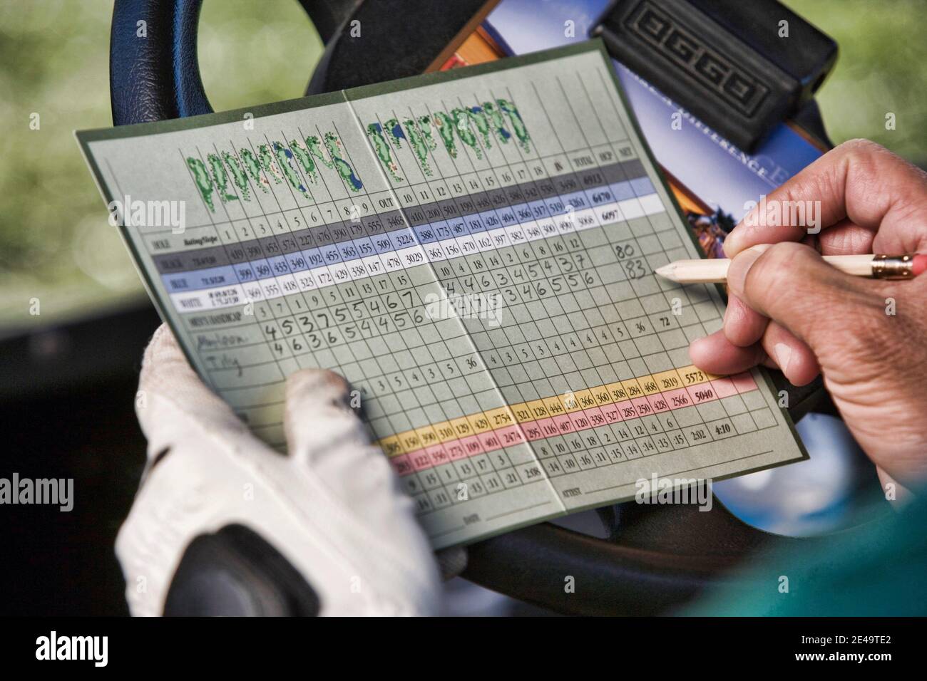 Golfer Marking Score on Scorecard Stock Photo Alamy