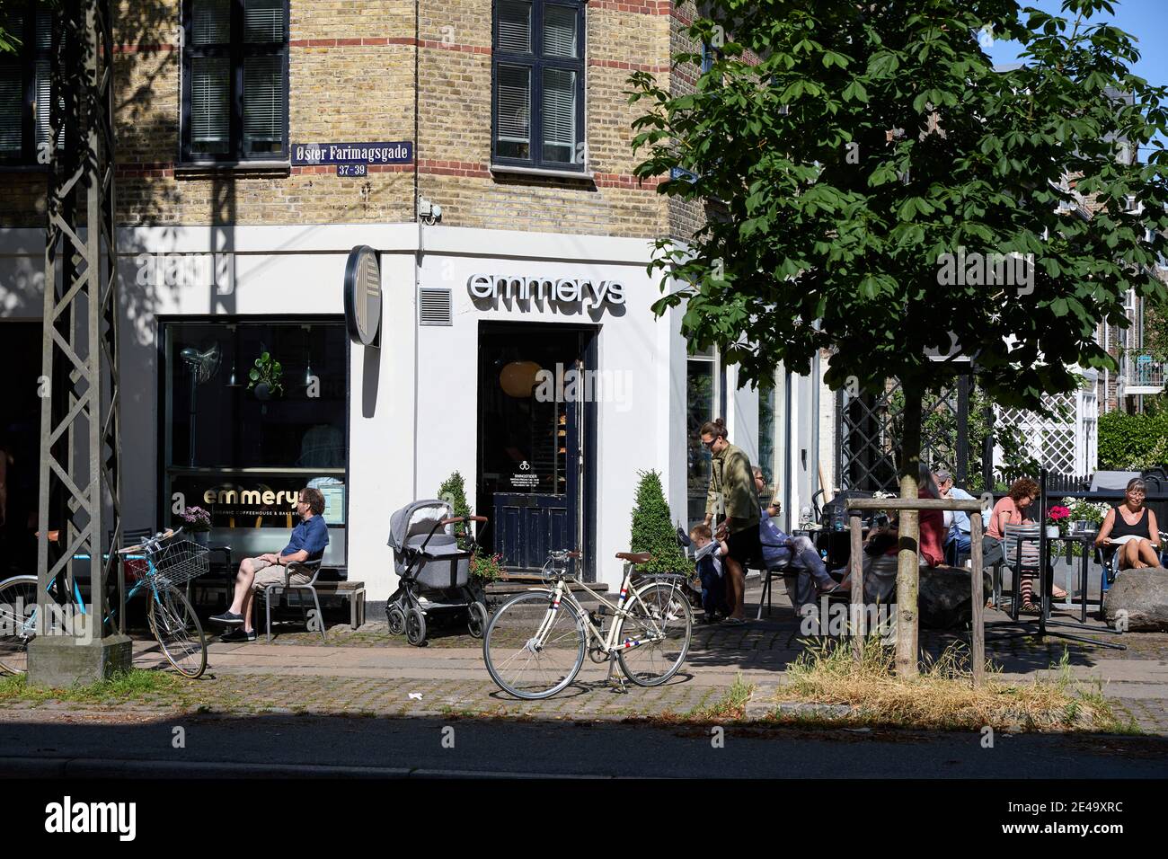 Emmerys bakery and cafe on Øster Farimagsgade in Copenhagen, summer; Denmark Stock Photo