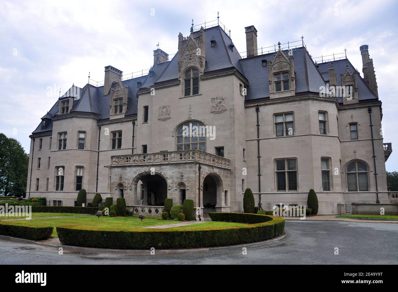 Ochre Court is a Gilded Age mansion in Bellevue Avenue Historic District in Newport, Rhode Island RI, USA. This building is now owned by Salve Regina Stock Photo