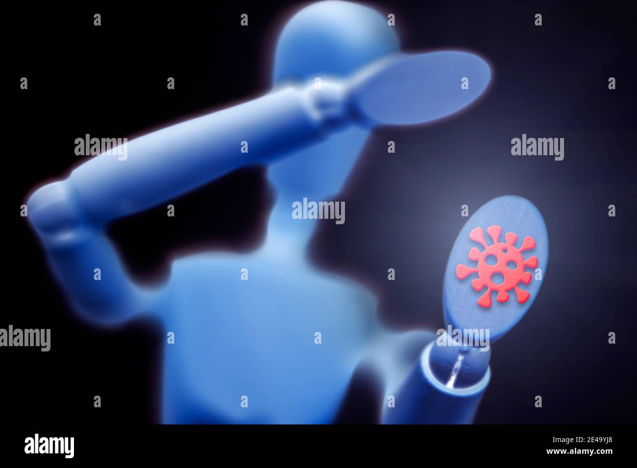 Computer graphics, symbol, contagion with the corona virus, COVID-19, corona, influenza, flu, virus Stock Photo