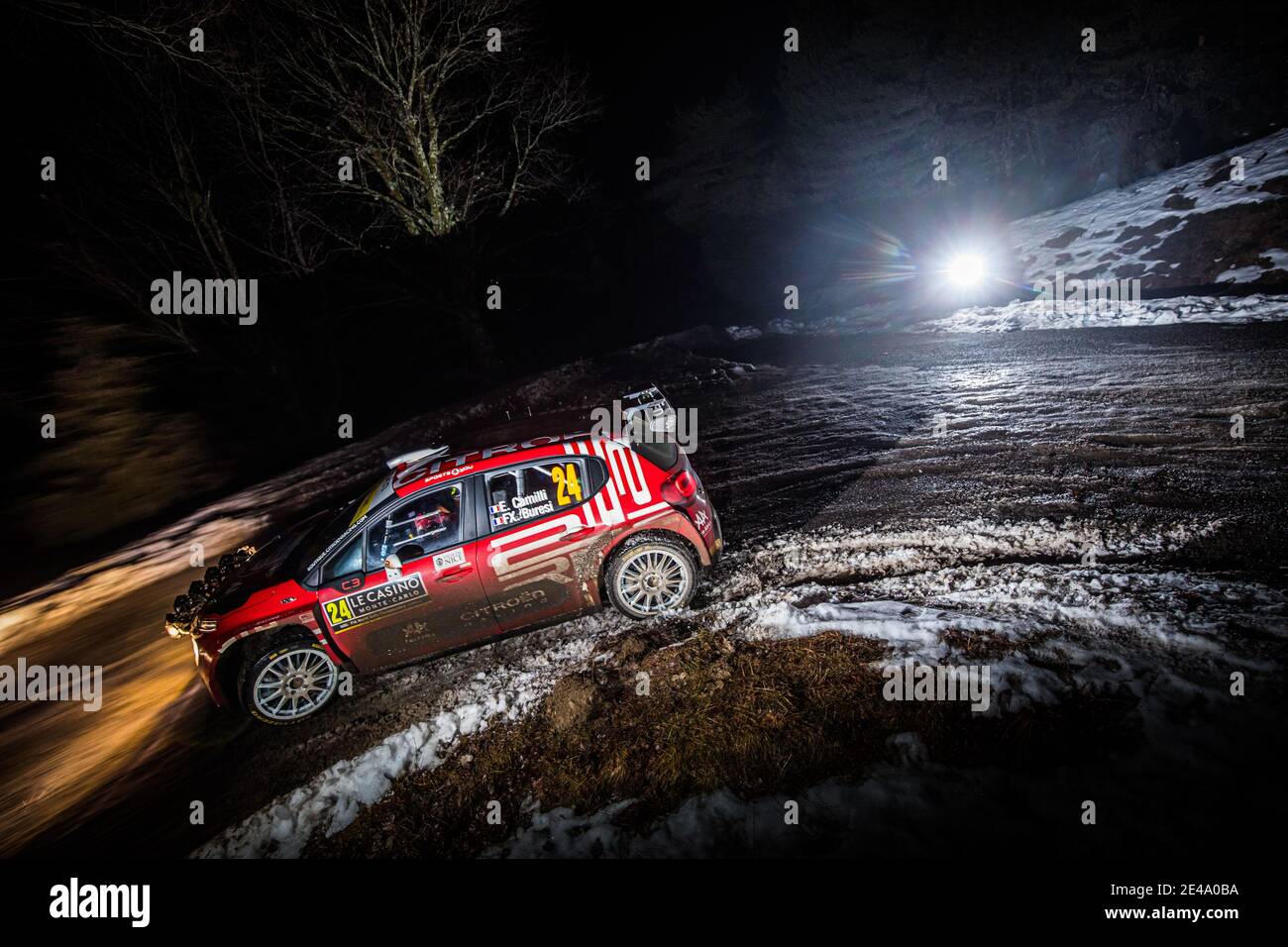 24 Eric CAMILLI (FRA), Francois-Xavier BURESI (FRA), SPORTS &amp; YOU CITROEN C3, RC2 Rally2, action during the 2021 WRC World Rally Car Championship, Monte Carlo rally on January 20 to 24, 2021 at Monaco - Photo Bastien Roux / DPPI / LM Stock Photo