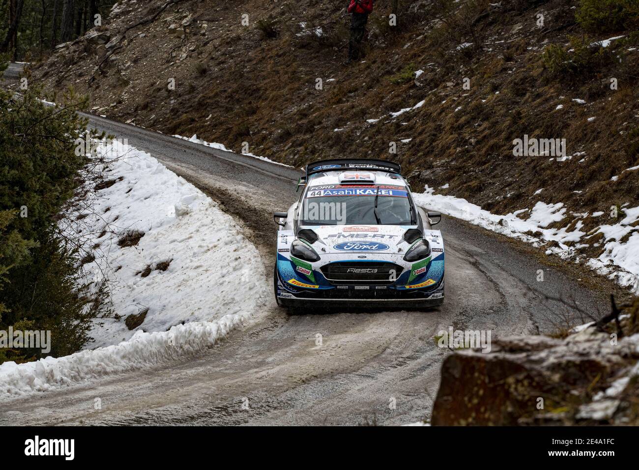 44 Gus GREENSMITH (GBR), Elliott EDMONDSON (GBR), M-SPORT FORD WORLD RALLY TEAM, FORD Fiesta WRC, action during the 2021 WRC World Rally Car Championship, Monte Carlo rally on January 20 to 24, 2021 at Monaco - Photo GrÃ©gory Lenormand / DPPI / LM Stock Photo