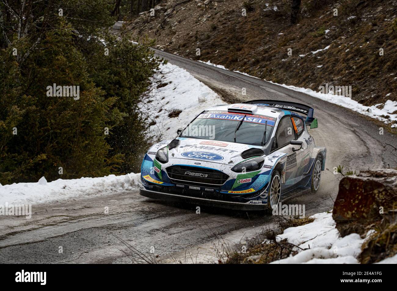 44 Gus GREENSMITH (GBR), Elliott EDMONDSON (GBR), M-SPORT FORD WORLD RALLY TEAM, FORD Fiesta WRC, action during the 2021 WRC World Rally Car Championship, Monte Carlo rally on January 20 to 24, 2021 at Monaco - Photo GrÃ©gory Lenormand / DPPI / LM Stock Photo